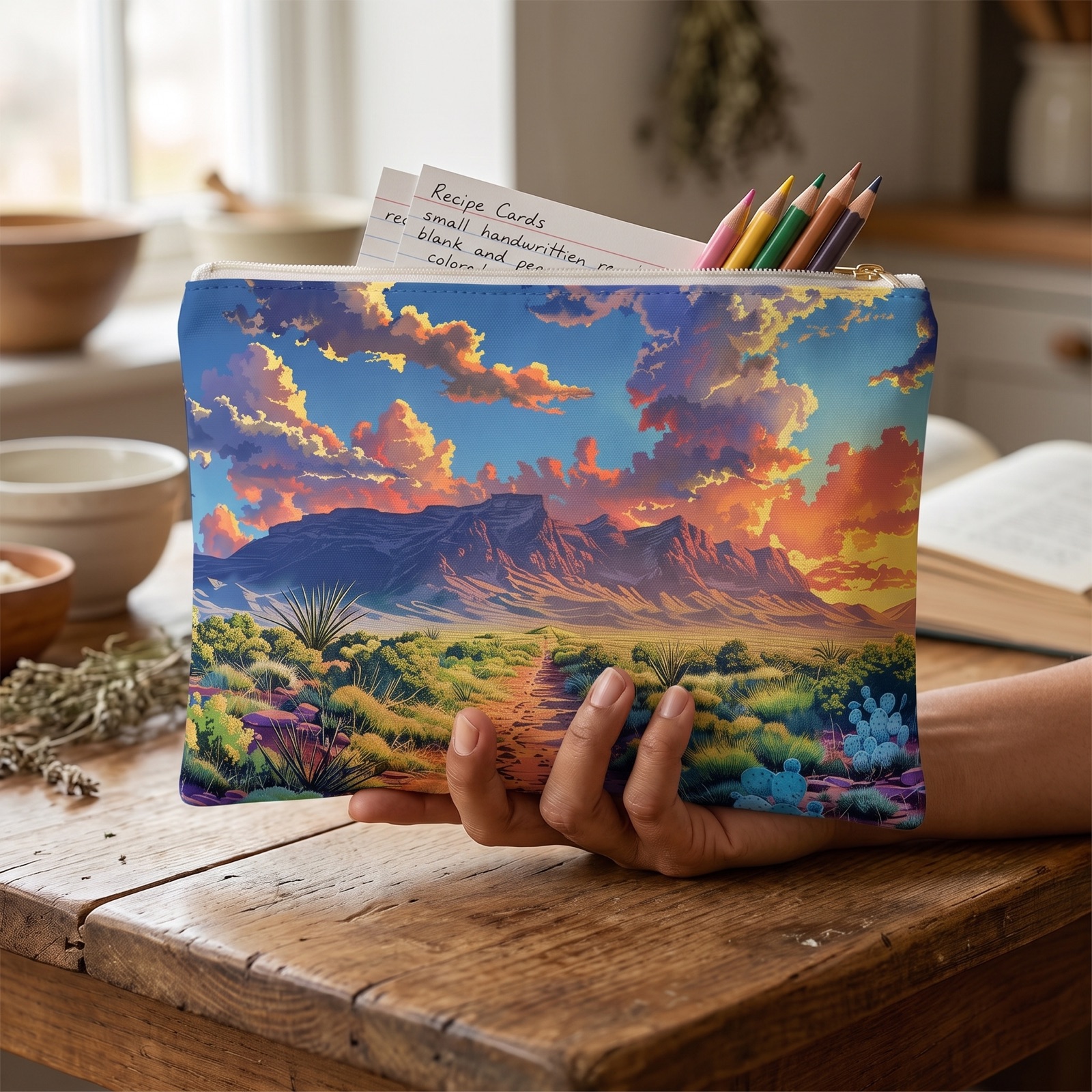Desert Dusk Journey Accessory Pouch - Carry a Sunset Stroll Through the Southwest! Available in 2 sizes.