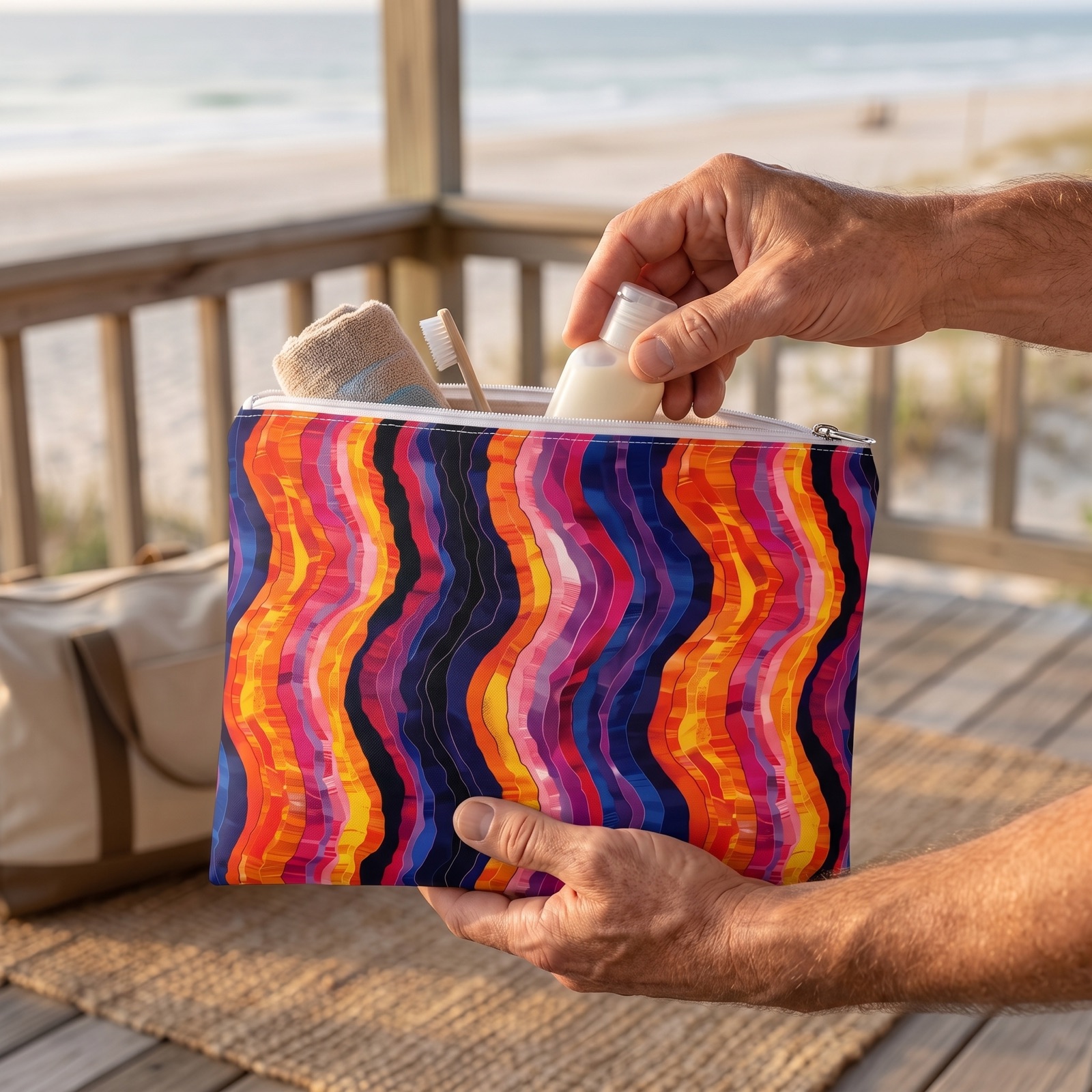 Desert Sunset Waves Accessory Pouch - Ride the Golden Waves of the Desert Sunset! Available in 2 sizes.