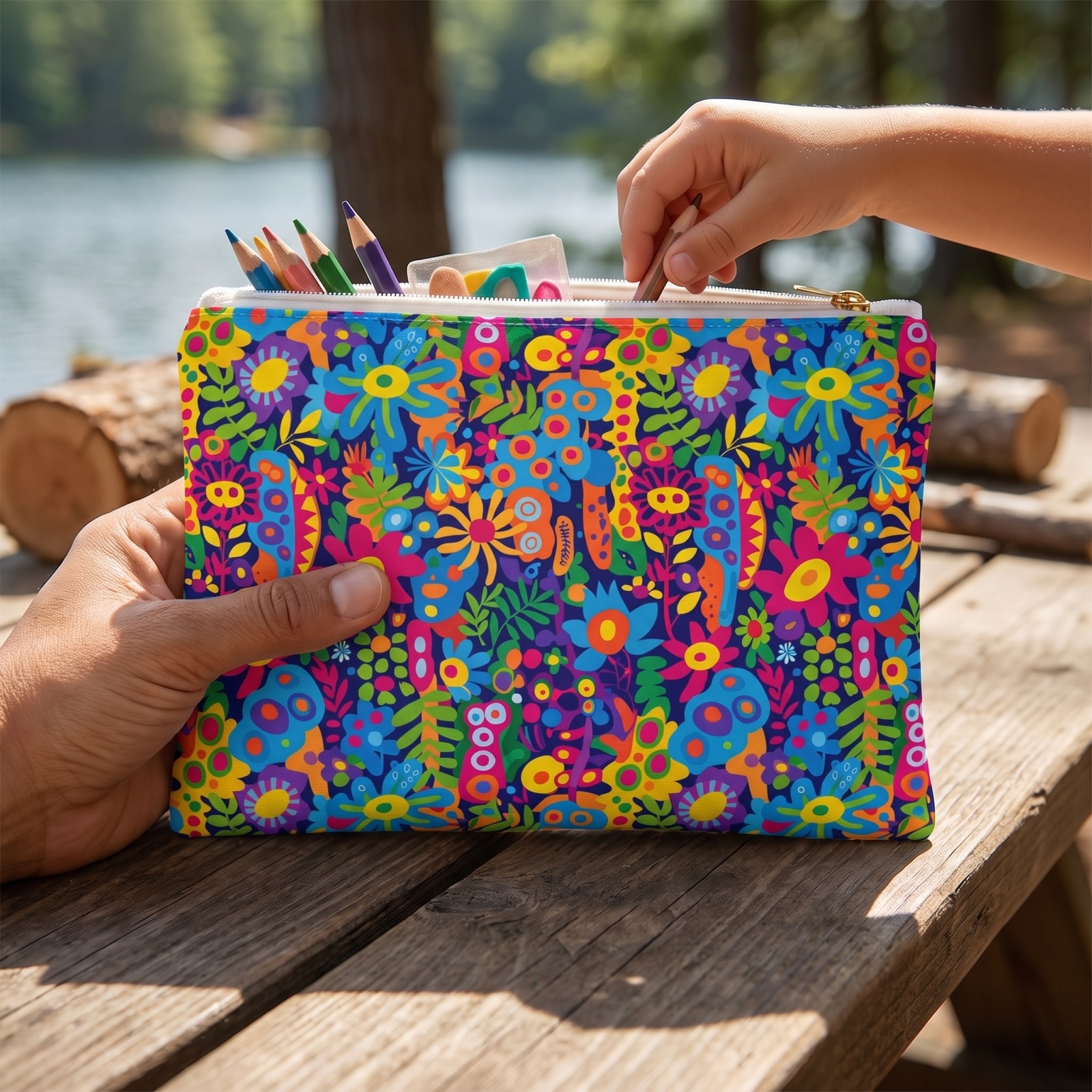 Groovy Garden Accessory Pouch - Step into the Groovy Garden and Let the Vibes Flow! Available in 2 sizes.
