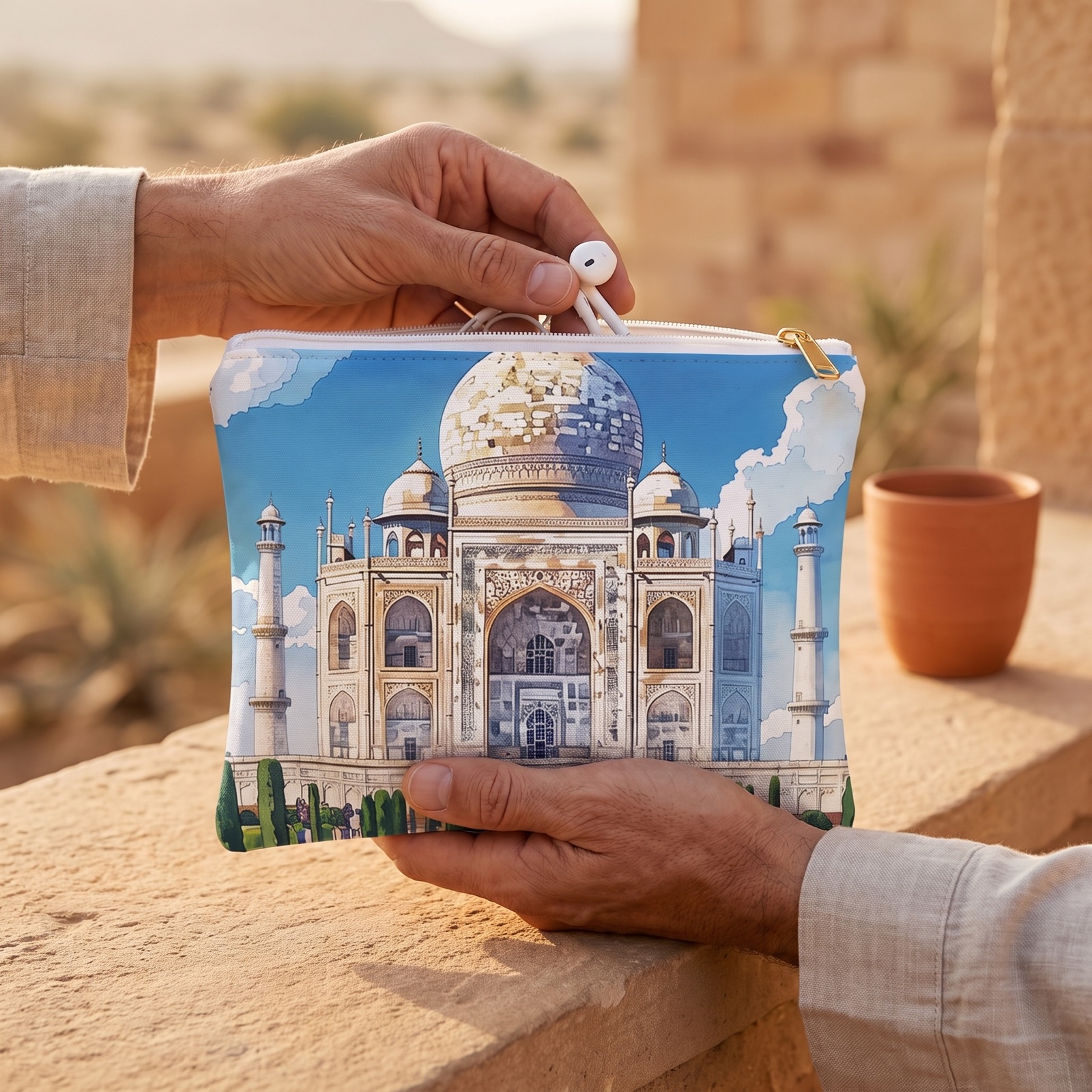 Majestic Taj Mahal Reflection Accessory Pouch - Carry the Majesty of the Taj Mahal Wherever You Wander! Available in 2 sizes.