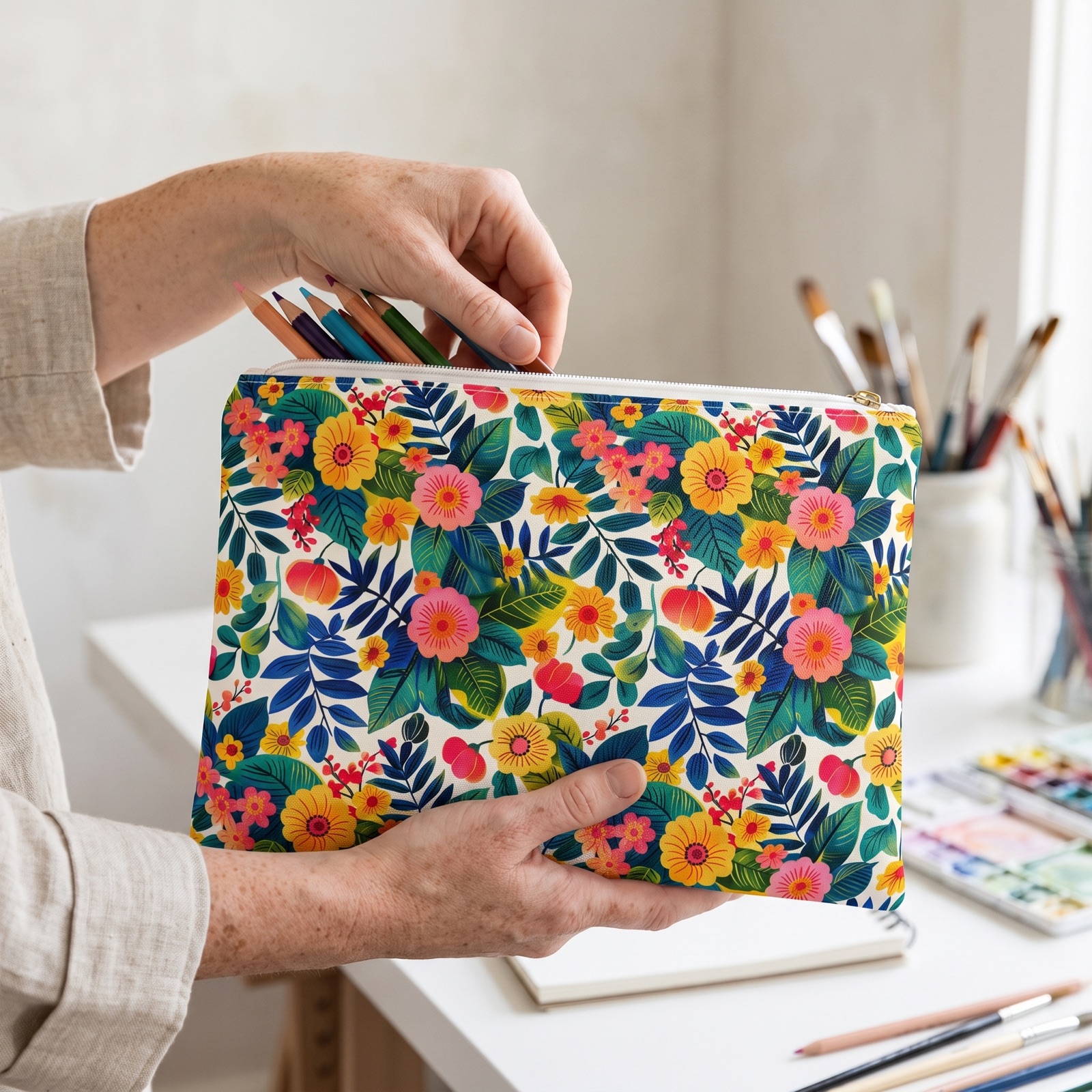 Blossom Bliss Accessory Pouch - Organize Your Essentials in Blooming Style! Available in 2 sizes.