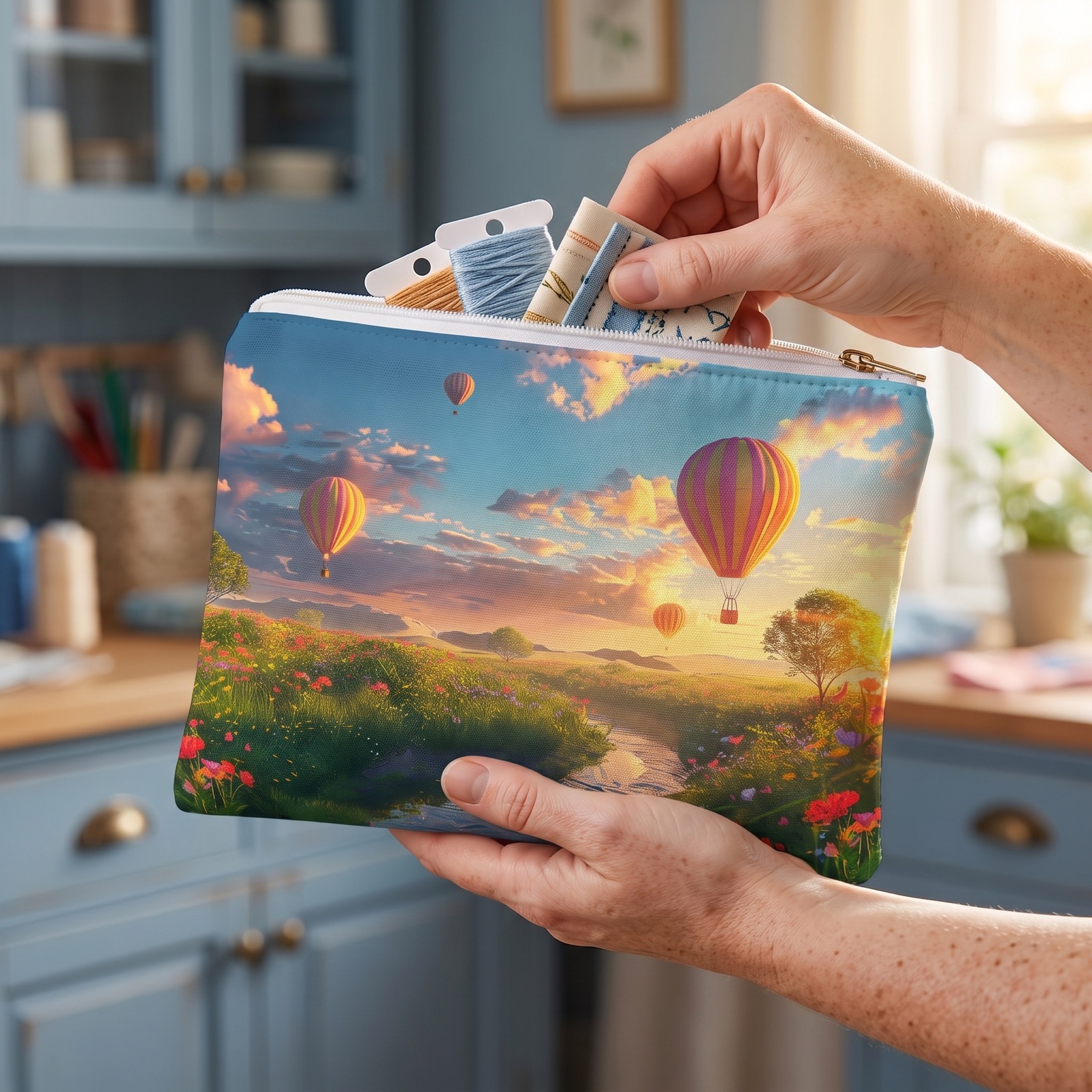 Hot Air Balloons at Sunrise Accessory Pouch - Soaring into the Sunrise with Style! Available in 2 sizes.