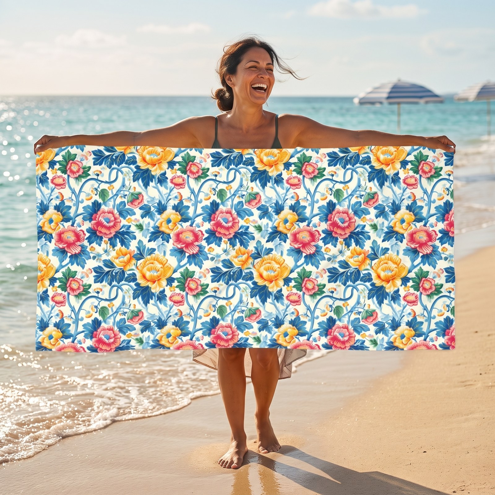 Victorian Vine Romp Luxurious Beach Towel Beach Towel — view 1