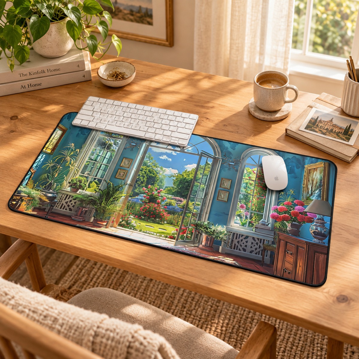 English Garden Room Elegance Desk Mat (Desk Pad) - Bring the Grandeur of the Garden Indoors! Available in 3 sizes.