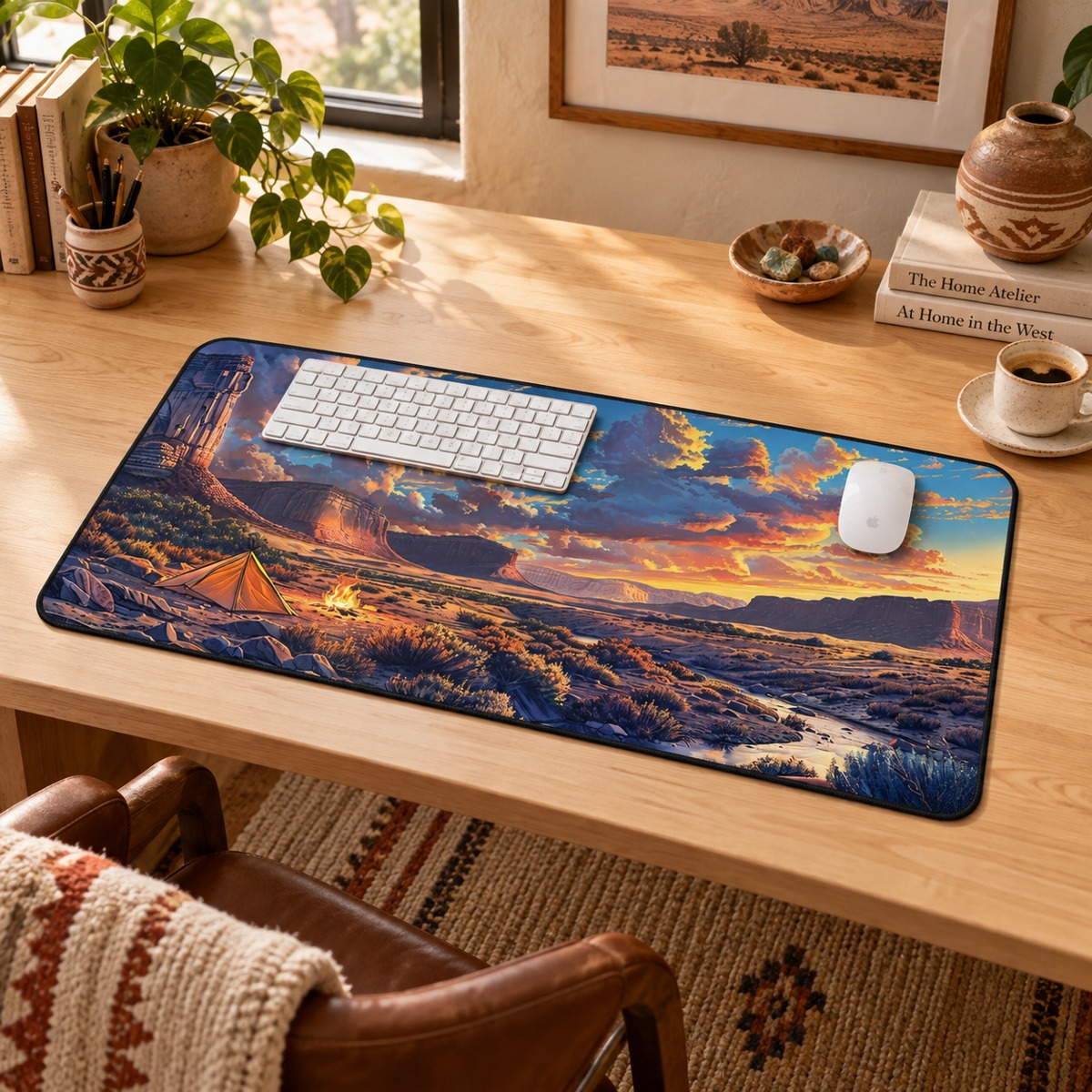 Desert Sunset Serenade Desk Mat (Desk Pad) - Journey Through the Majestic Southwest with Every Task! Available in 3 sizes.