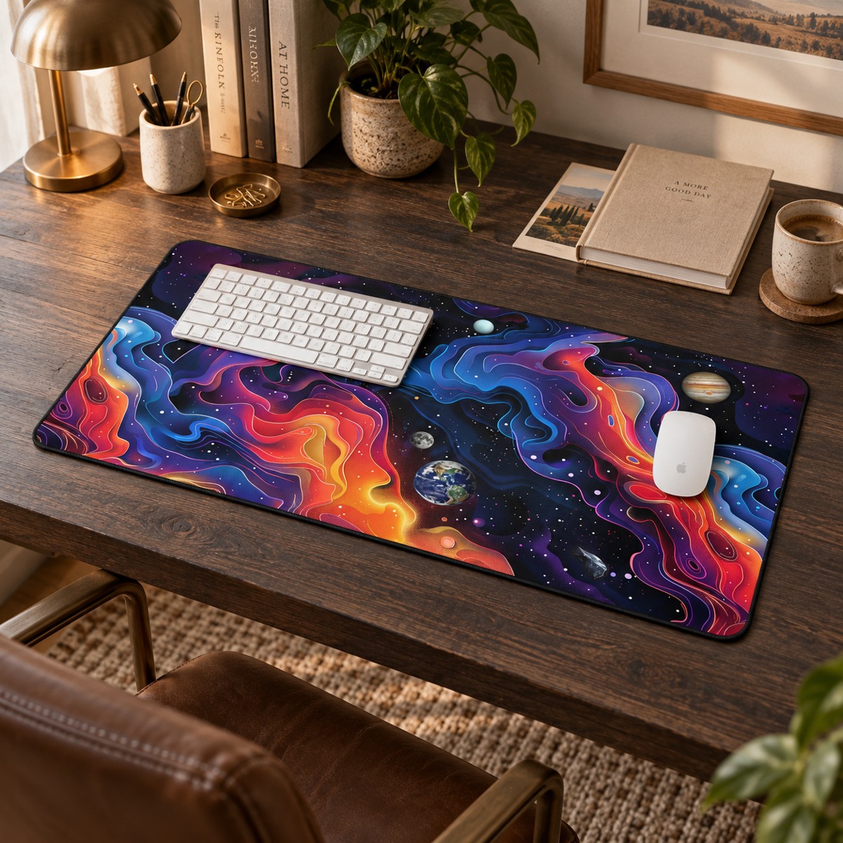 Planetary Solar Flare Desk Mat (Desk Pad) - Explore the Cosmos from Your Desk! Available in 3 sizes.