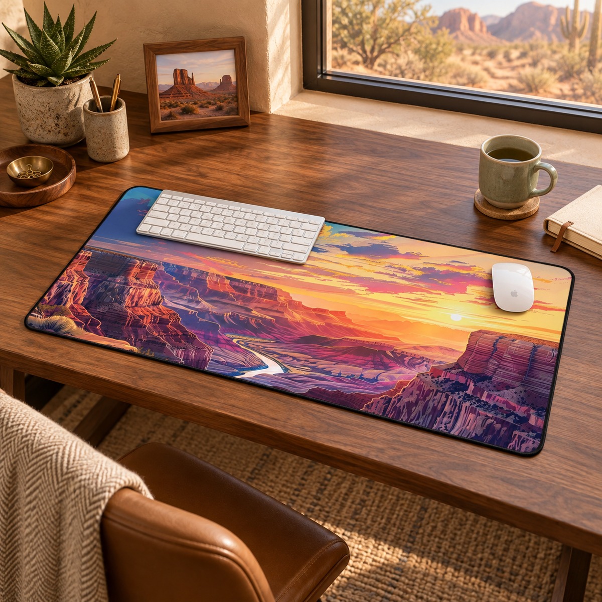 Golden Grand Canyon Glow Desk Mat (Desk Pad) - Embrace the Majestic Glow of the Grand Canyon! Available in 3 sizes.