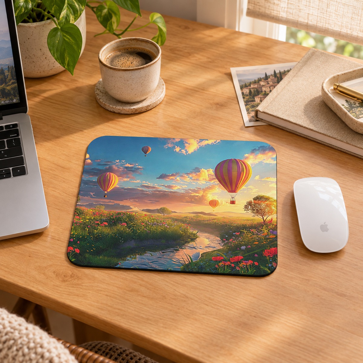 Hot Air Balloons at Sunrise Mouse Pad - Soar into Serenity with Every Click!
