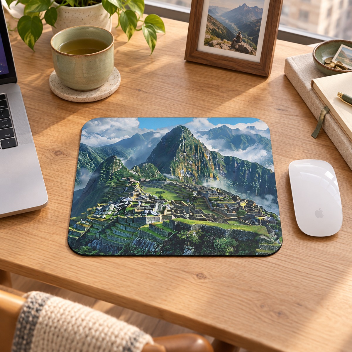 Machu Picchu Misty Peaks Mouse Pad - Discover Ancient Wonders at Your Fingertips!