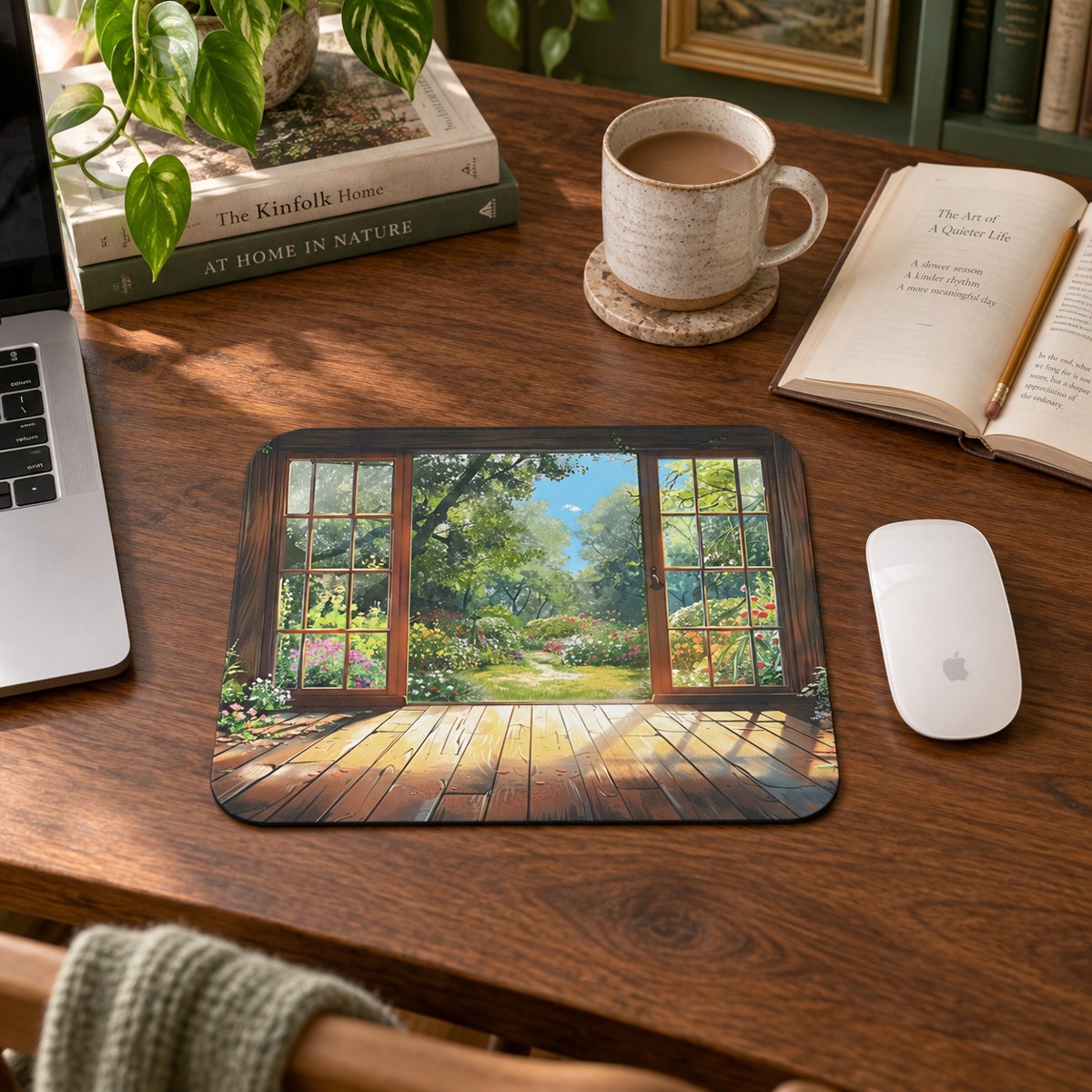 Spring Garden View Mouse Pad - Bring the Beauty of Spring to Every Click!
