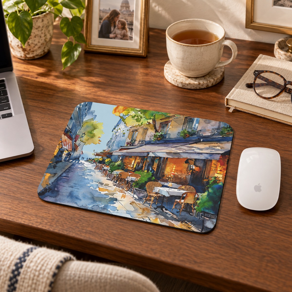 Parisian Bistro Bliss Mouse Pad - Step into the Charm of Paris – Right from Your Desk!