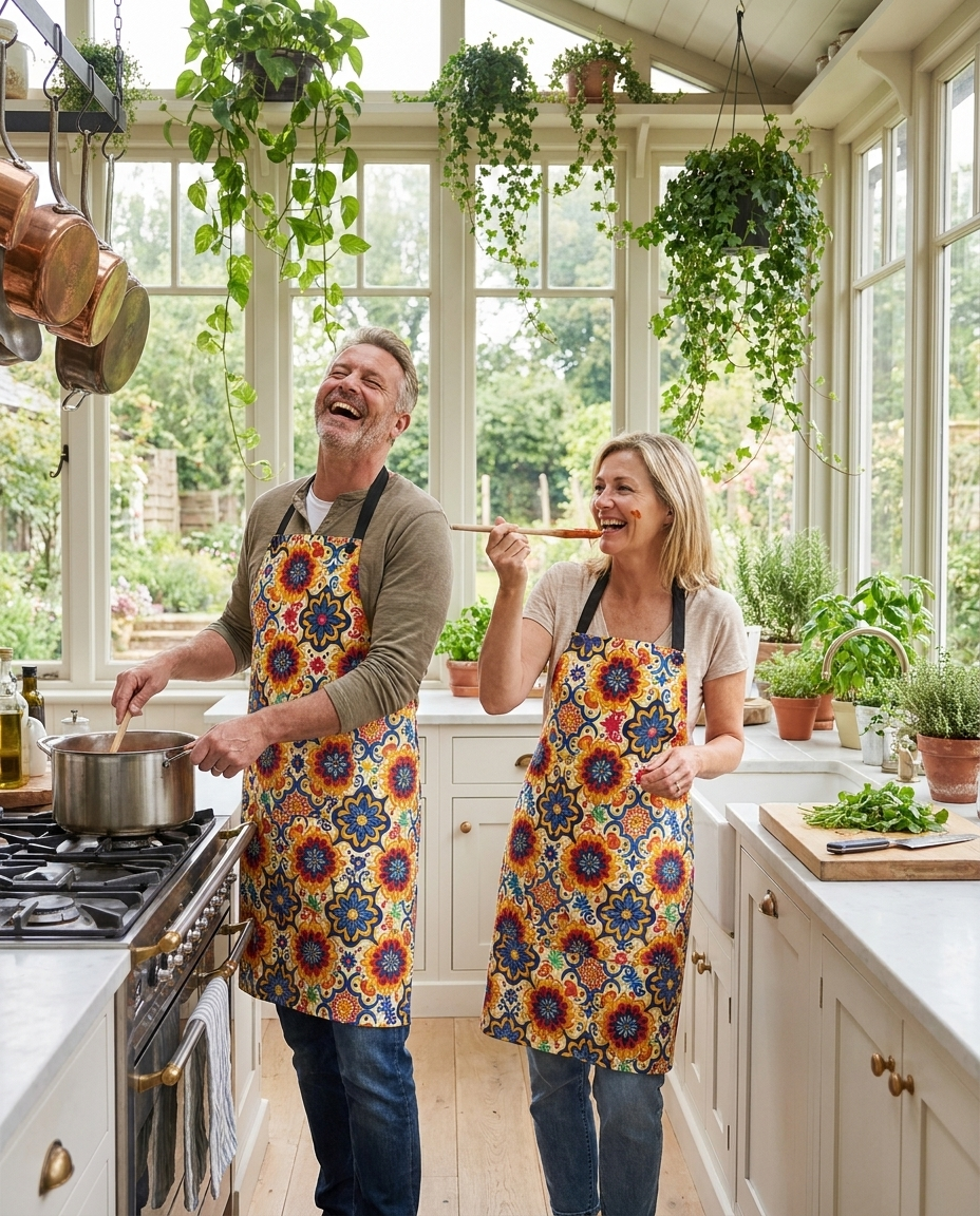 Majorcan Mosaic Splendor Adult Apron - Cook in Style with Mediterranean Flair!