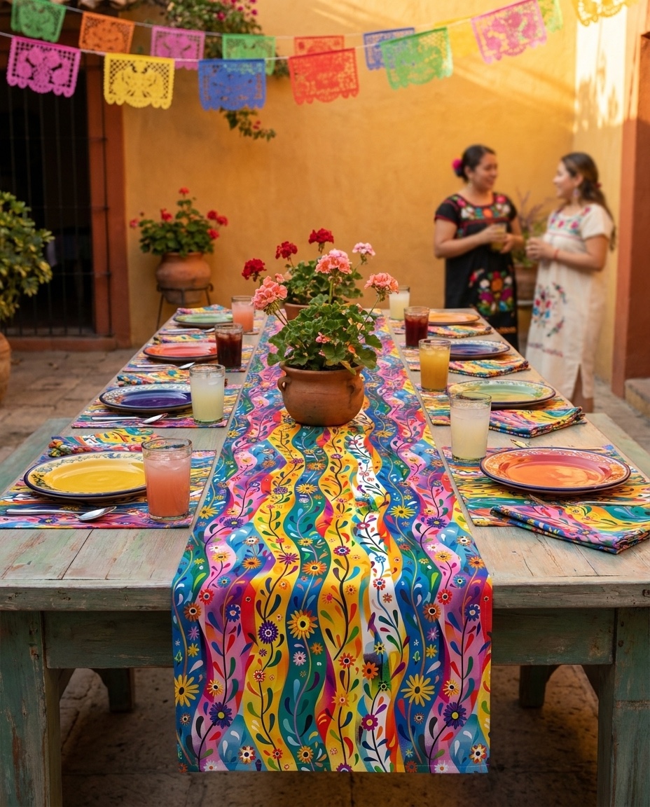 Floral Rhythms Table Runner - Add a Burst of Whimsy to Your Table with Floral Rhythms! Available in 2 sizes.