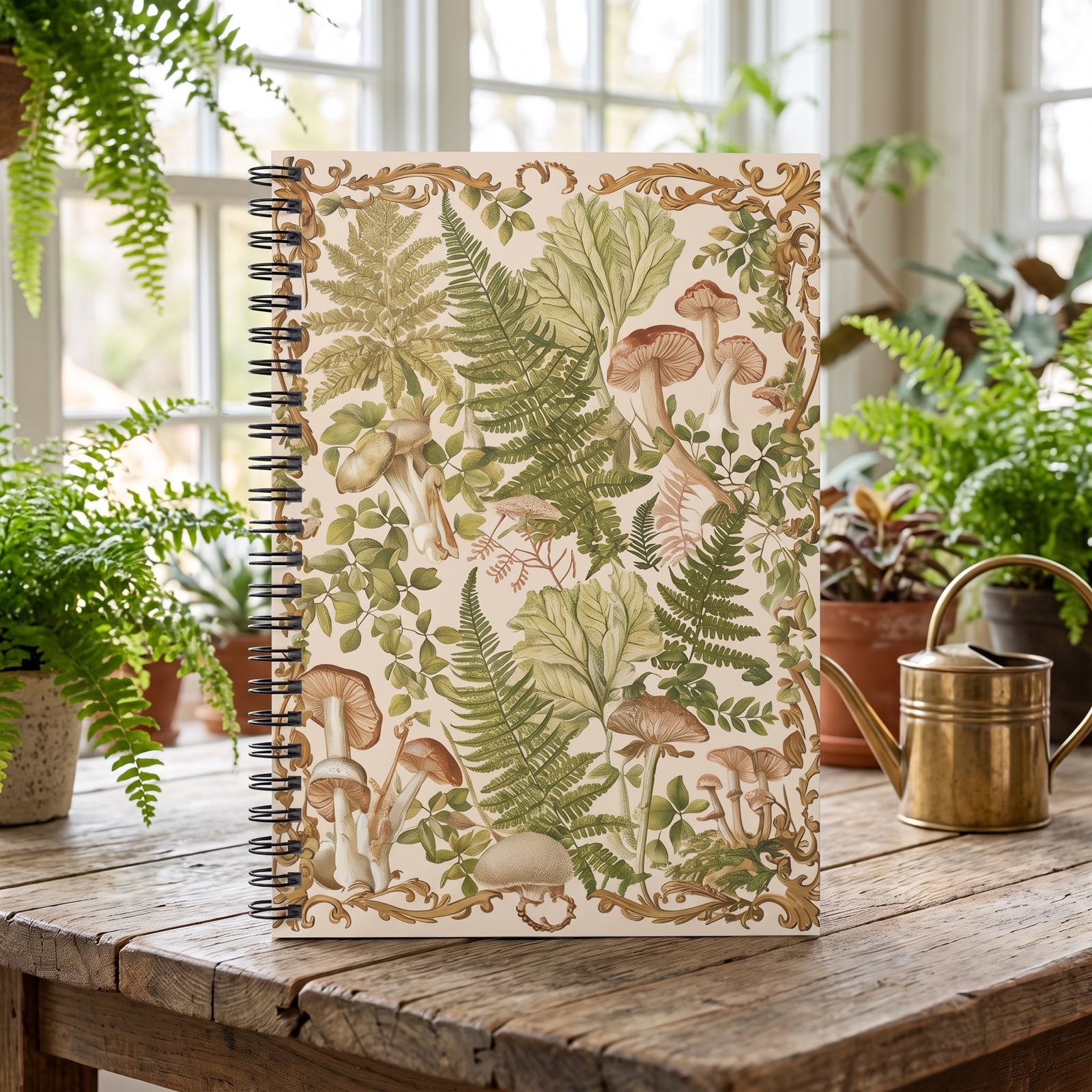 Botanical Woodland Whimsy Spiral Notebook - Ruled Line - Write in Nature's Charm with Gorgeous Mushrooms and Ferns!