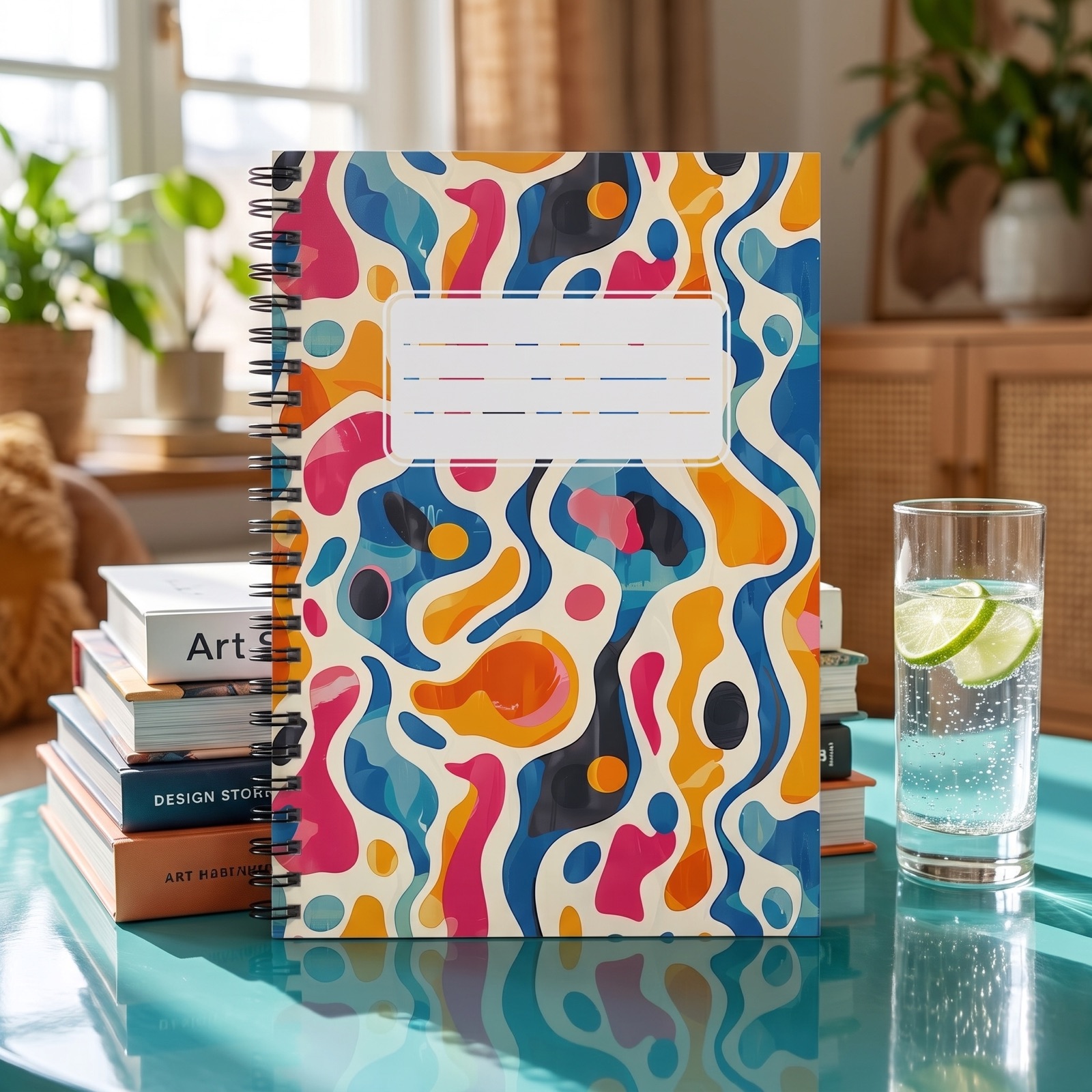 Oceanic Color Splash Chic Spiral Notebook - Ruled Line - Let Your Ideas Flow – Where Bold Colors and Fluid Art Unite!