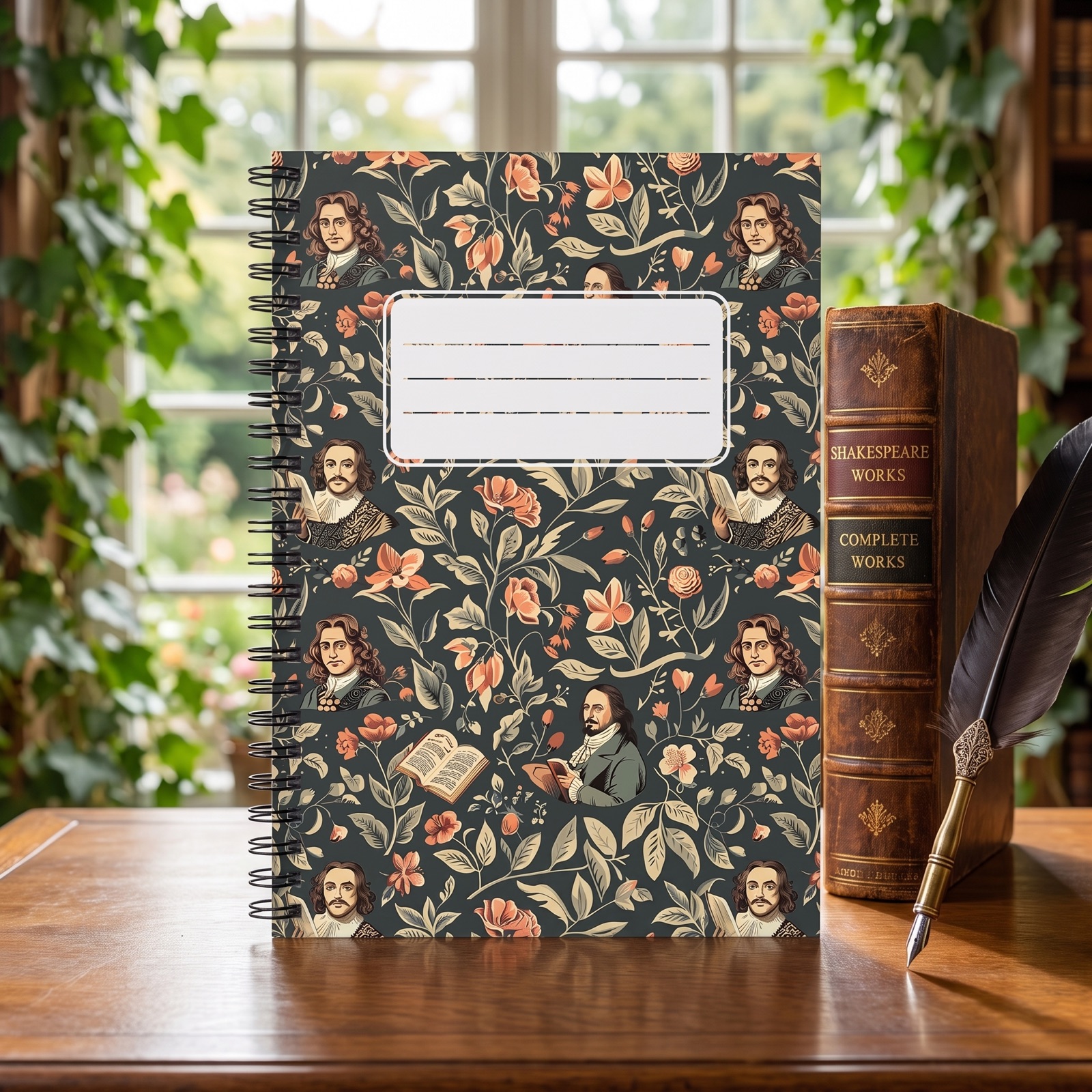 The Bard's Garden (Shakespeare!) Chic Spiral Notebook - Ruled Line - Where Literary Legends Bloom – Capture Your Words with Timeless Grace!
