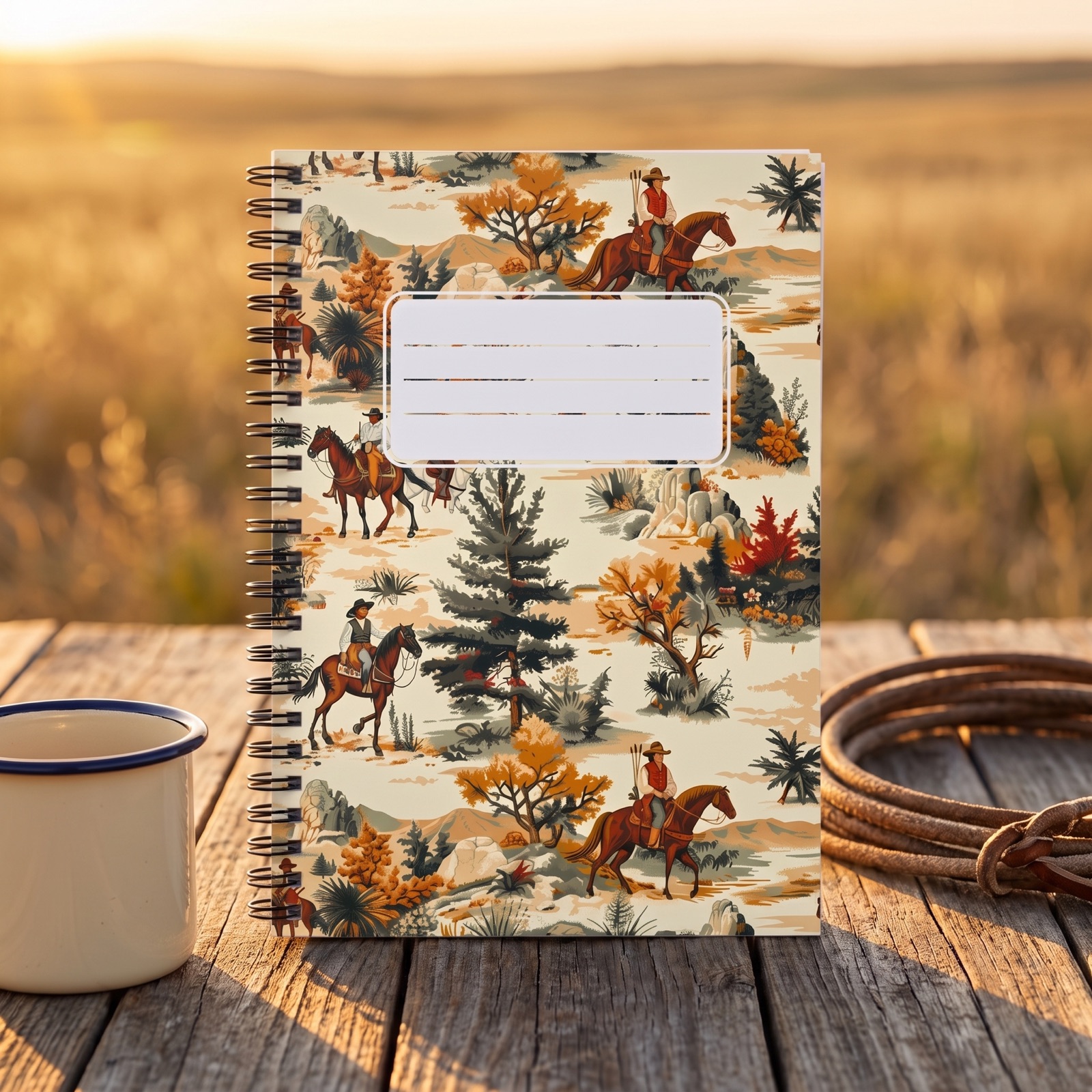 Western Days Chic Spiral Notebook - Ruled Line - Yee Ha and Giddyup! Here's a Notebook for Cowboys and Cowgirls!