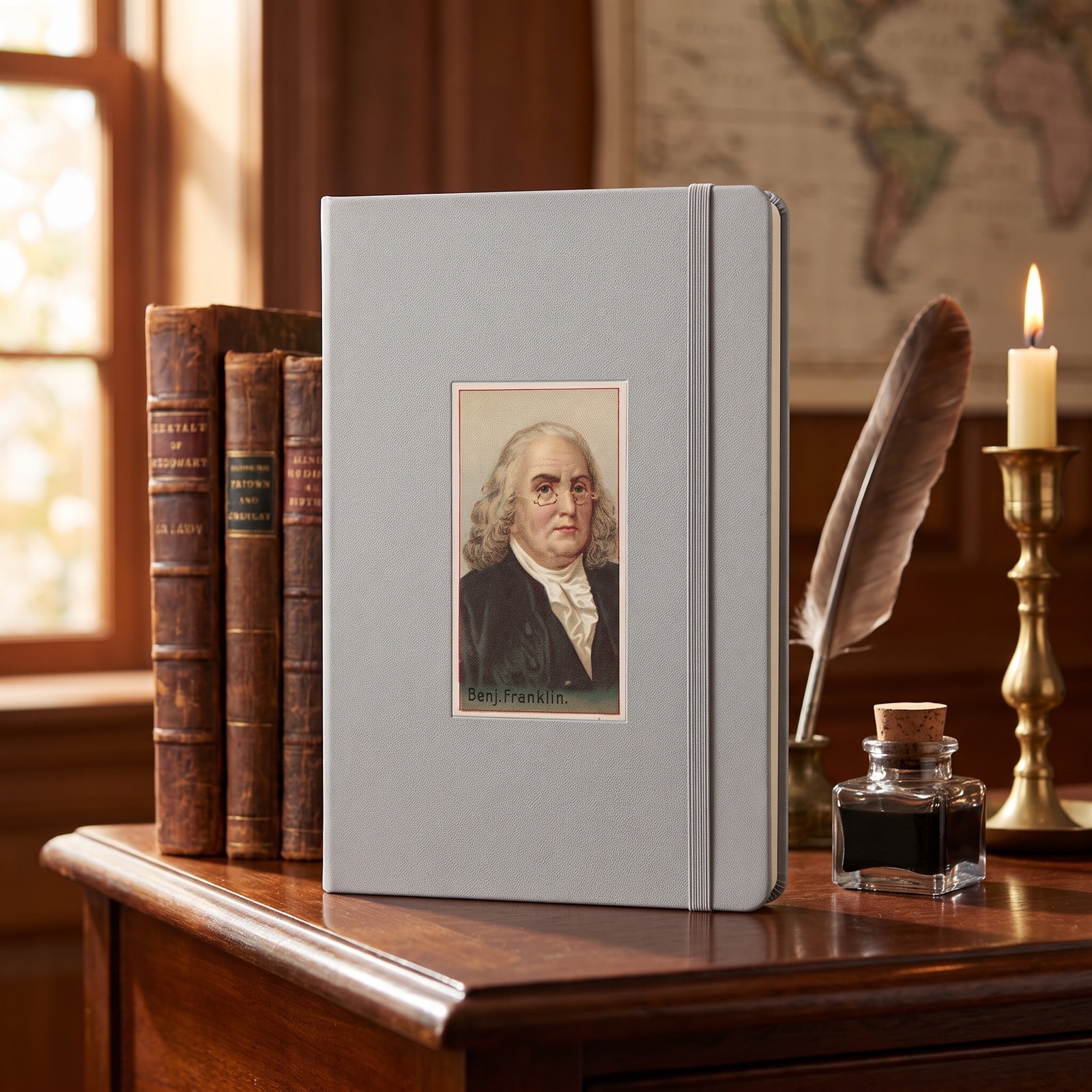 Inventor Series: Benjamin Franklin Hardcover Bound Notebook - Available in 7 colors.