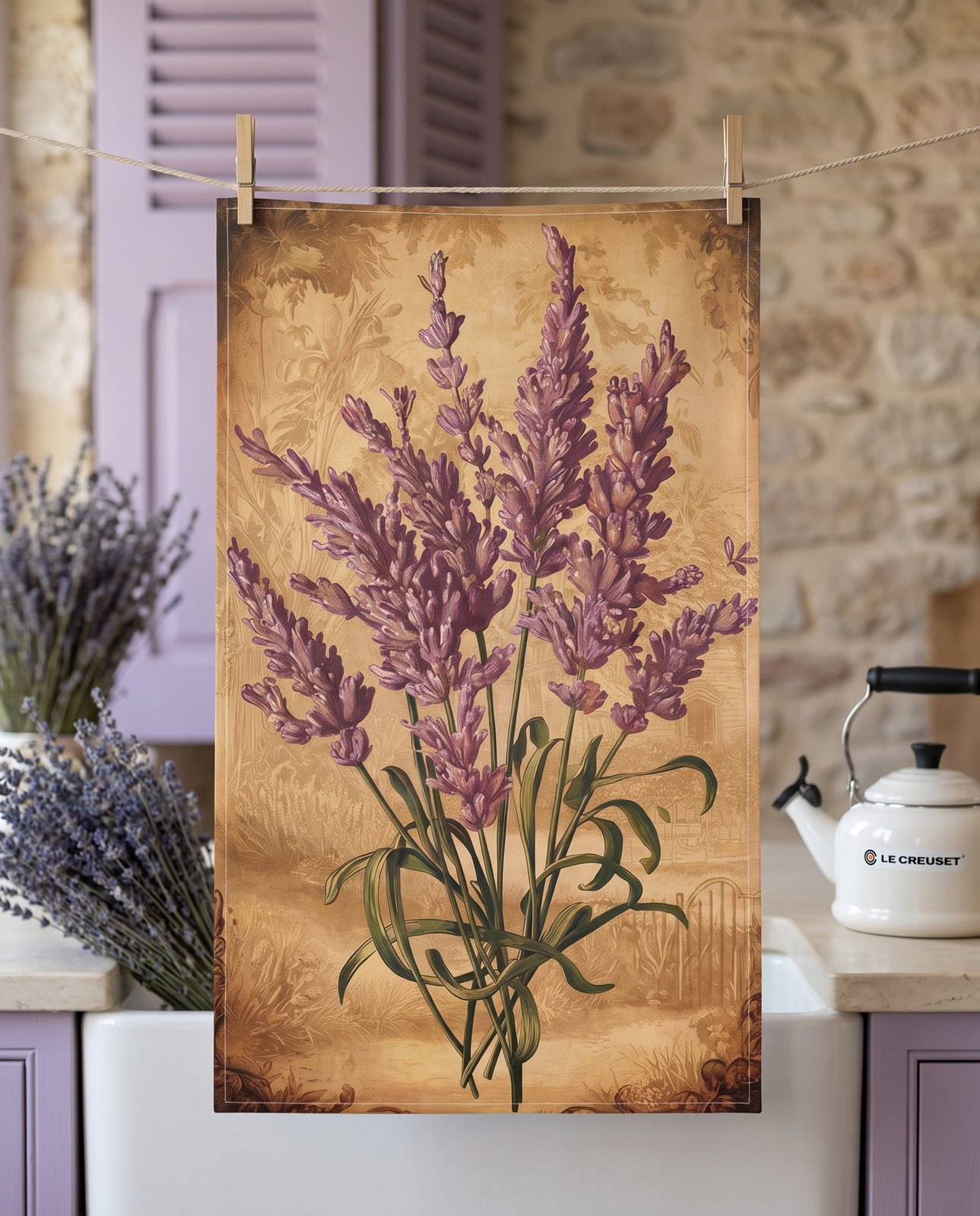 Lavender Lore Kitchen Towel - Cotton Twill - 18" x 30" - Steeped in Tradition, Sprinkled with Lavender!