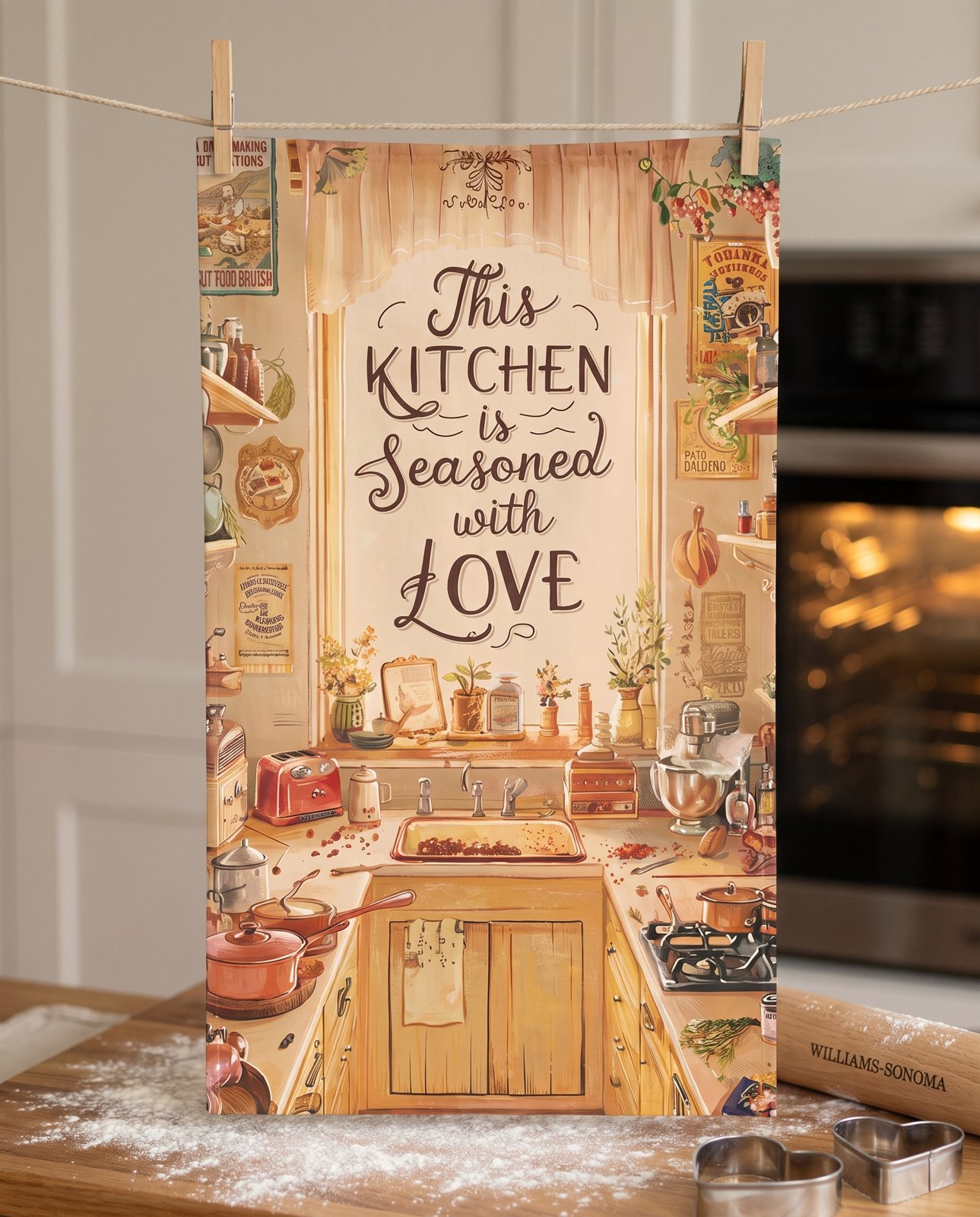 Seasoned with Love Kitchen Towel - Cotton Twill - 18" x 30" - Cook Up Comfort with Every Wipe!