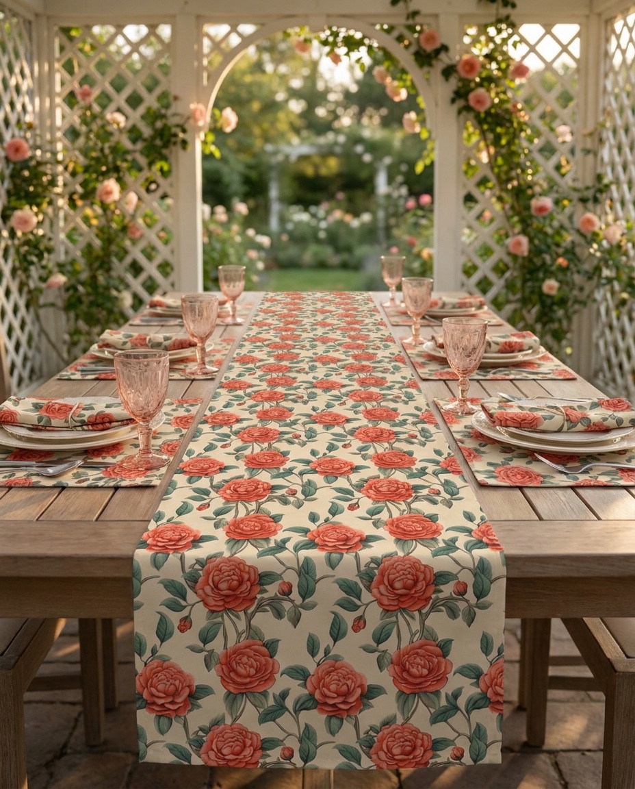 Romantic Rose Table Runner - Set the Mood with Timeless Romance! Available in 2 sizes.