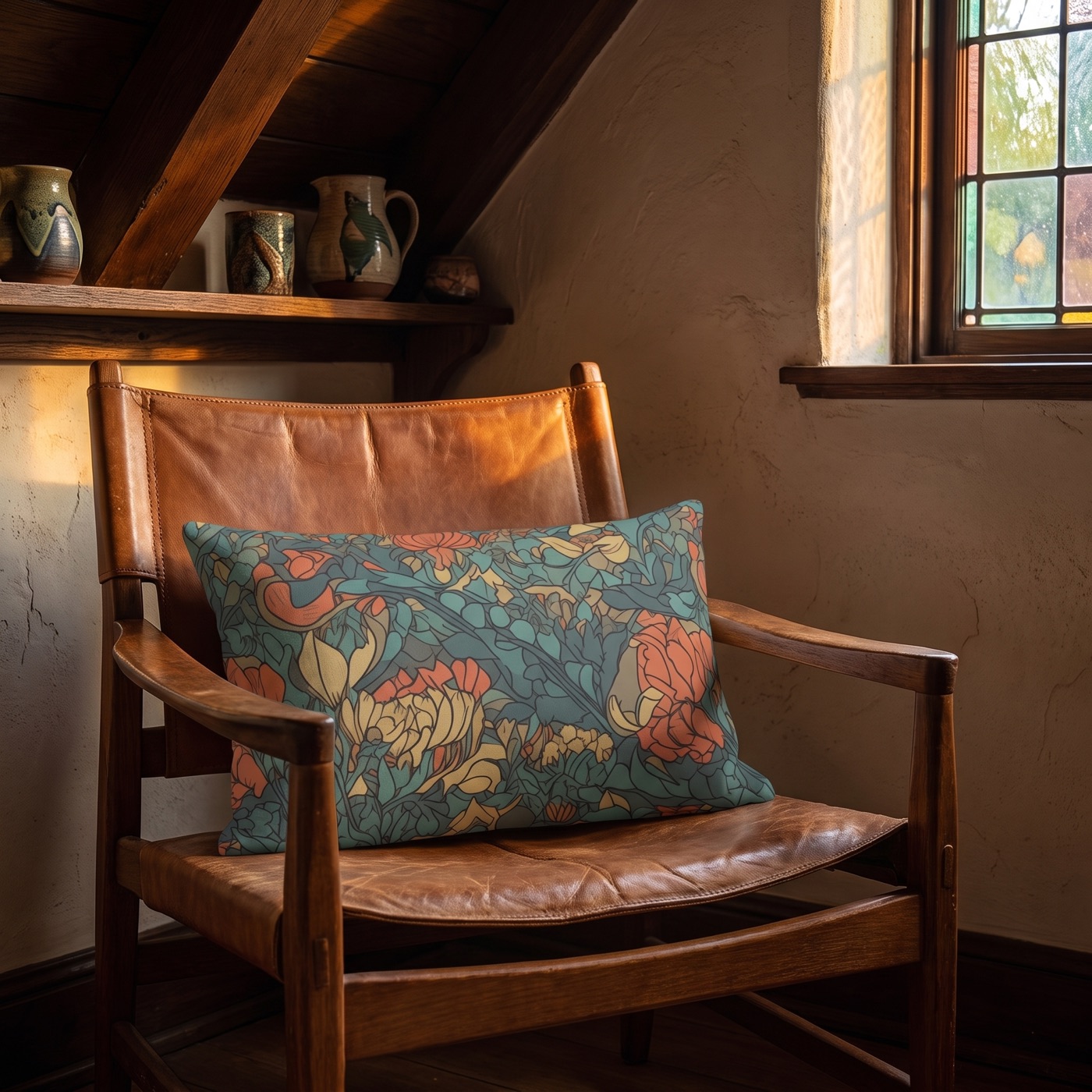 Bohemian Stained Glass Serenity Lumbar Pillow — Indoor Lumbar Pillow