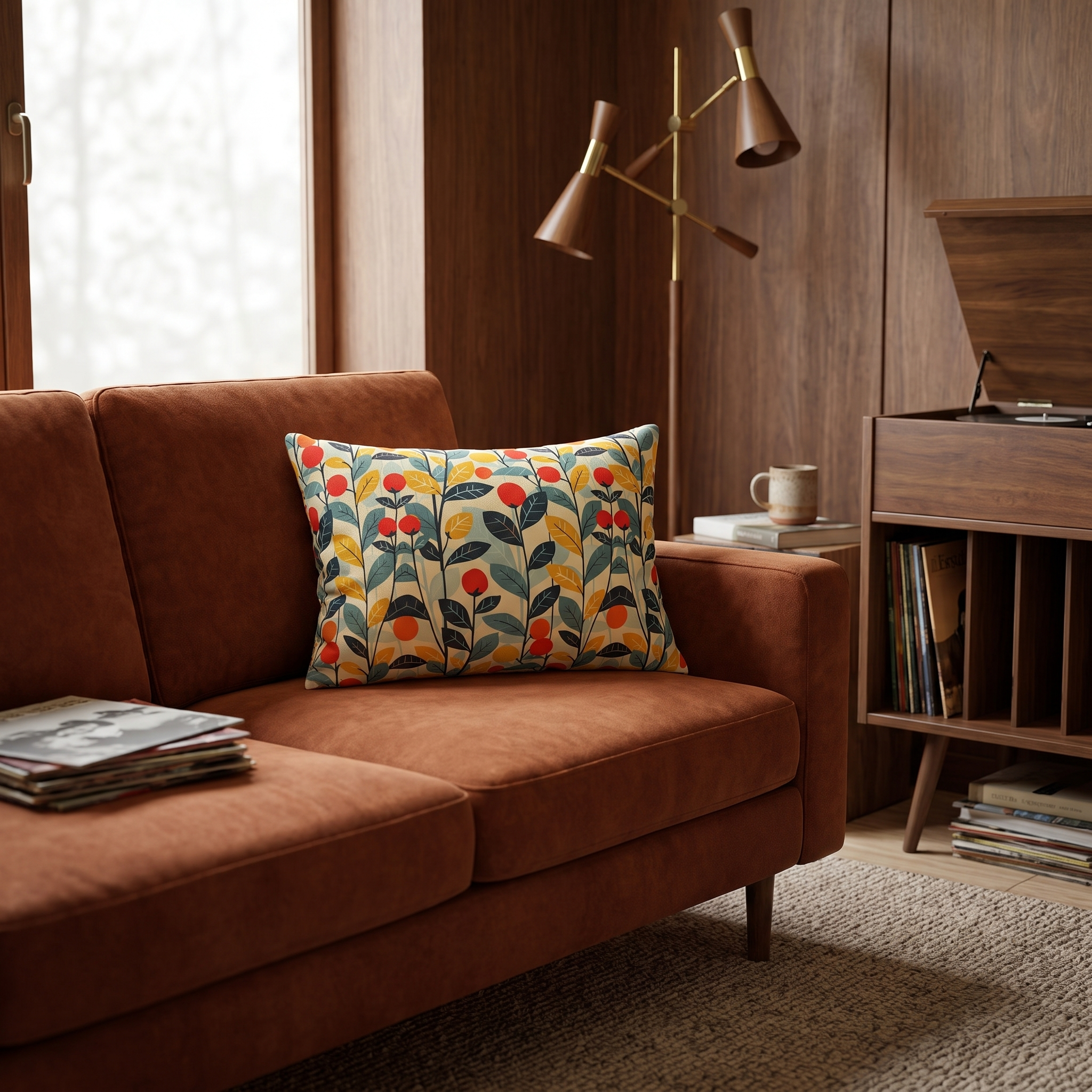 Midcentury Vines Lumbar Pillow - Spun Polyester - 20" x 14" - The Square Throw Pillow's Matching Mate.