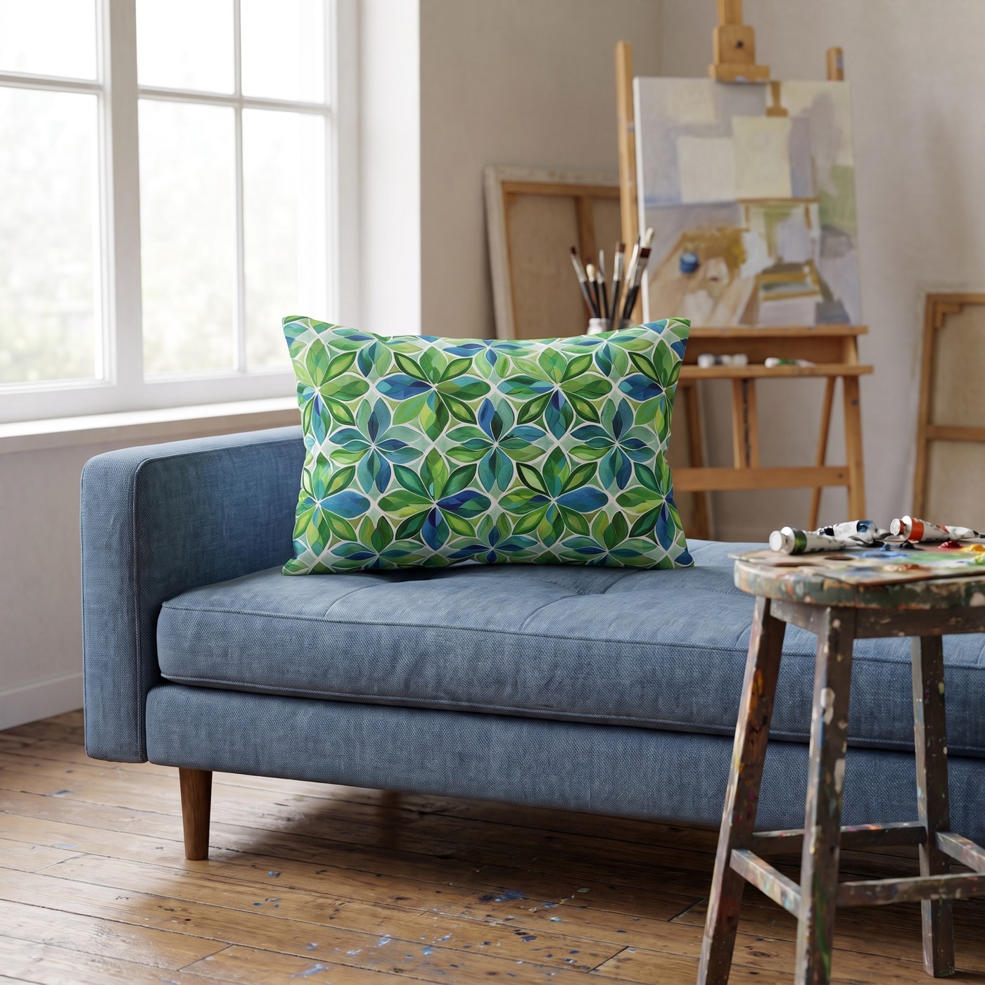 Spring Geo Flowers Lumbar Pillow — Indoor Lumbar Pillow