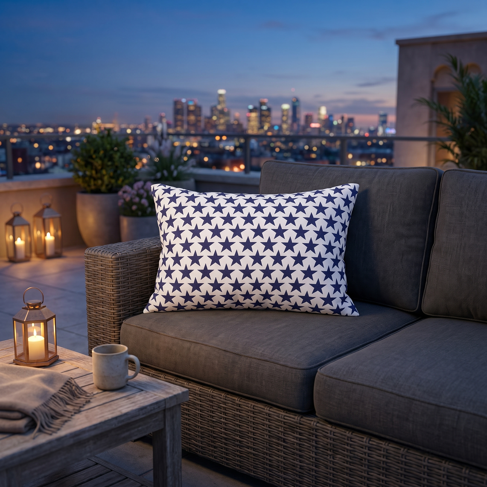 Starry Salute Lumbar Pillow - Spun Polyester - 20" x 14" - The Square Throw Pillow's Matching Mate.