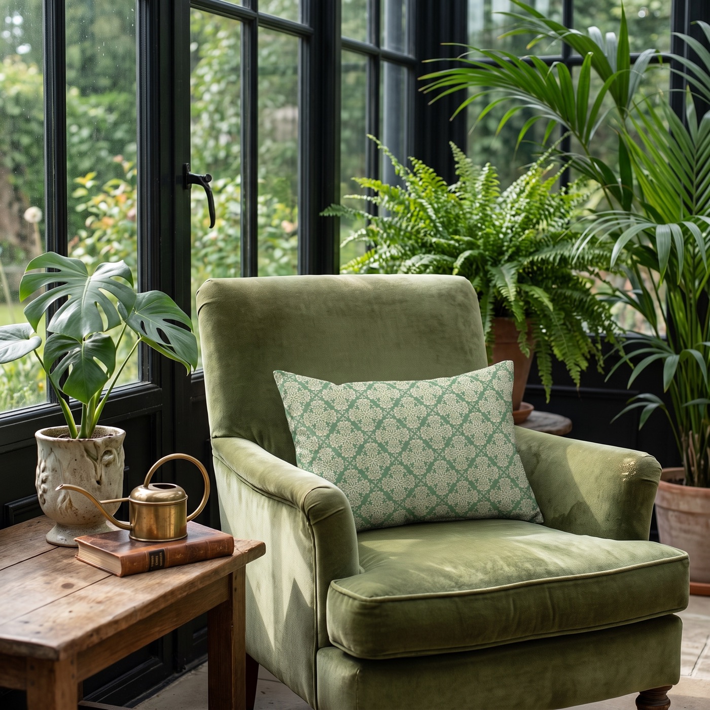 Emerald Flourish Lumbar Pillow — Indoor Lumbar Pillow