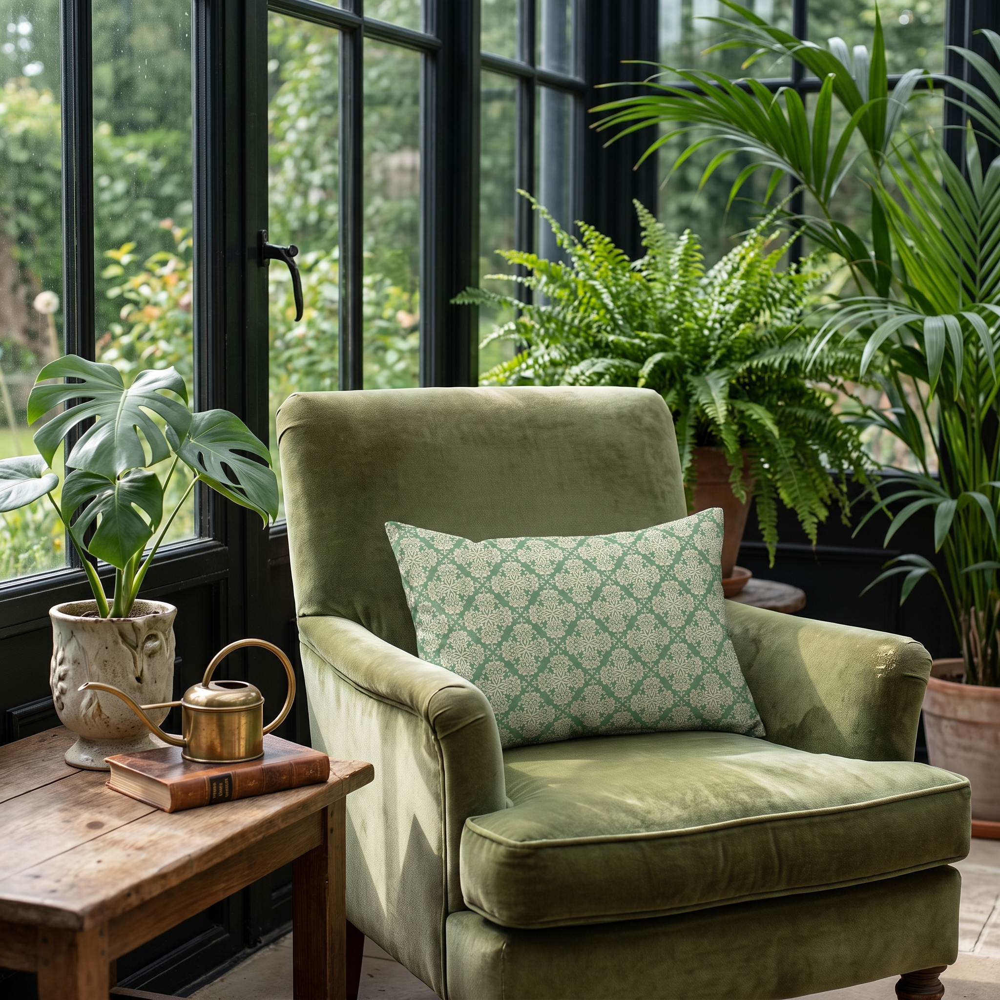 Emerald Flourish Lumbar Pillow - Spun Polyester - Double-Sided Print - Concealed Zipper - 20" x 14"