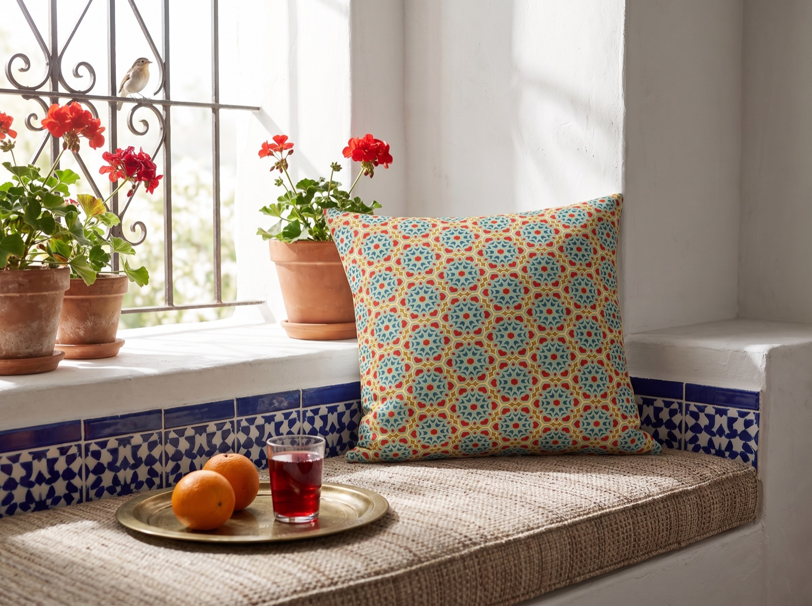 Andalusian Blossom Harmony Square Throw Pillow - Spun Polyester - Double-Sided Print - Concealed Zipper - Available in 4 sizes.