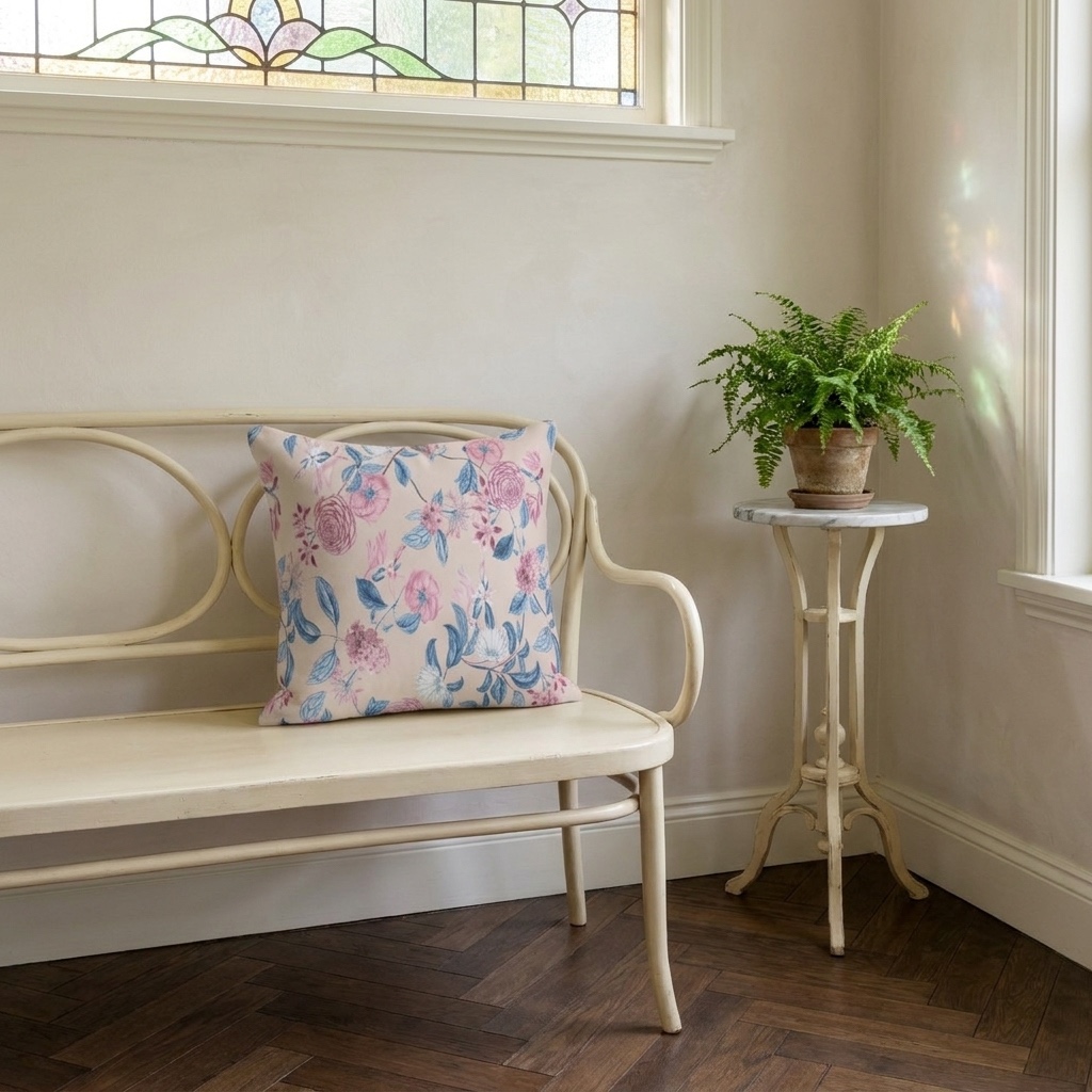 Blush Bloom Serenity Square Throw Pillow - Spun Polyester - Double-Sided Print - Concealed Zipper - Available in 4 sizes