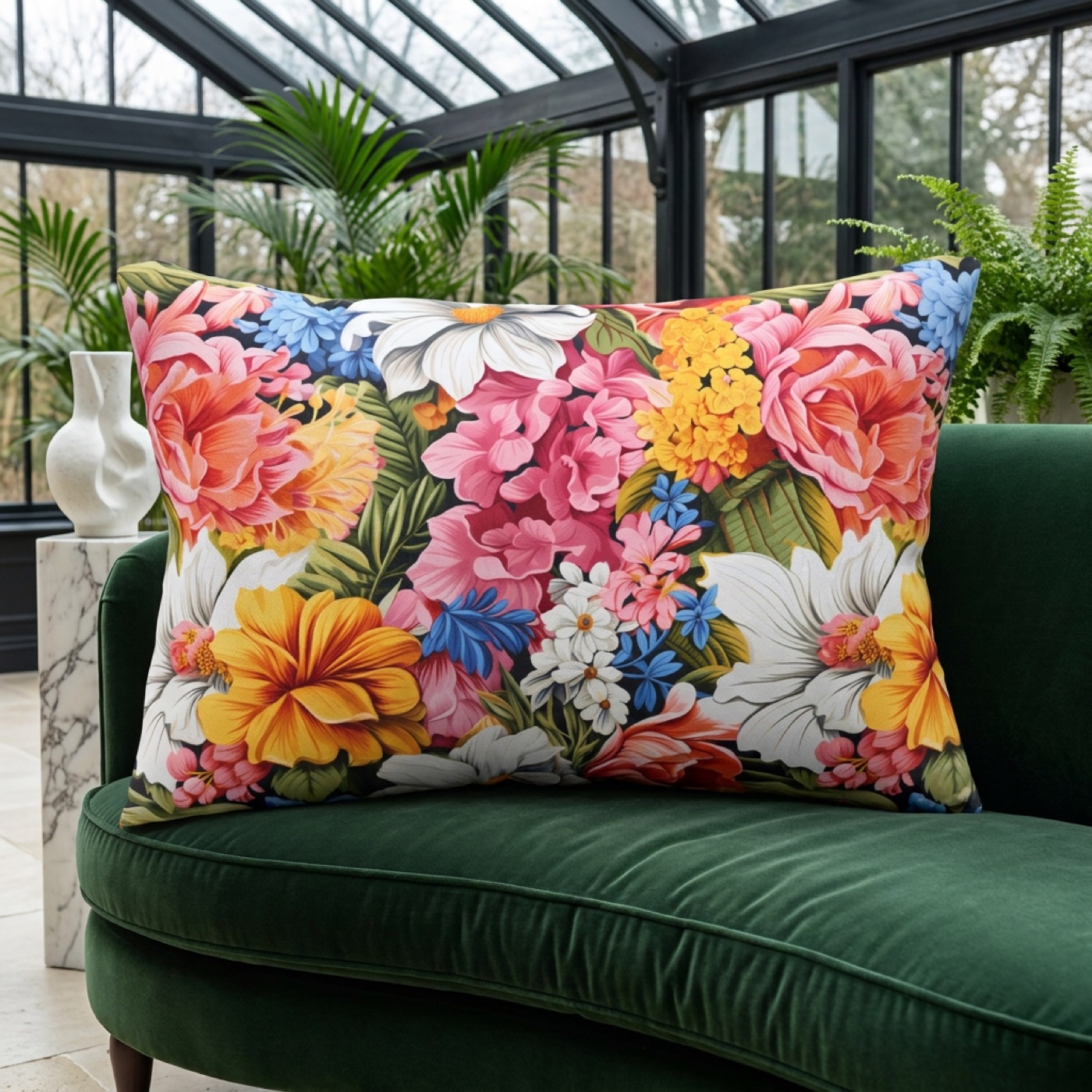 Chic Floral Lumbar Pillow — Indoor Lumbar Pillow