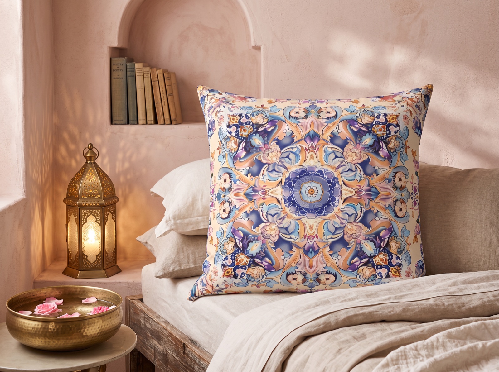 Lilac Moorish Dream Square Throw Pillow - Spun Polyester - Double-Sided Print - Concealed Zipper - Available in 4 sizes.