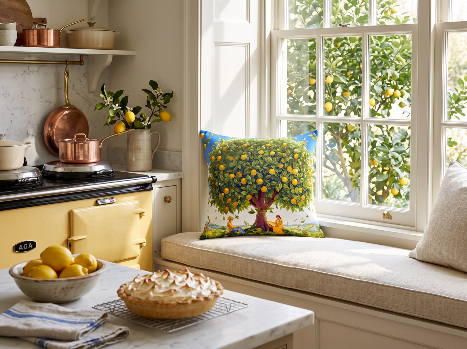 Lovely Lemon Tree Square Throw Pillow - Spun Polyester - Double-Sided Print - Concealed Zipper - Available in 4 sizes.