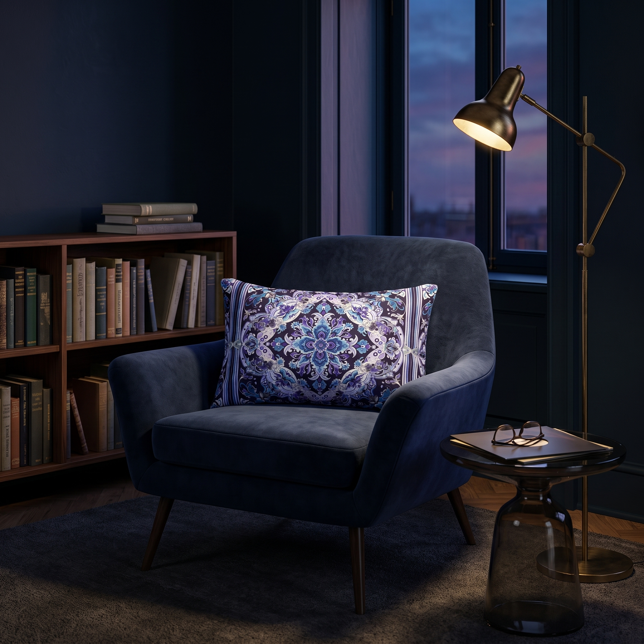 Midnight Mosaic Lumbar Pillow - Spun Polyester - Double-Sided Print - Concealed Zipper - 20 x 14