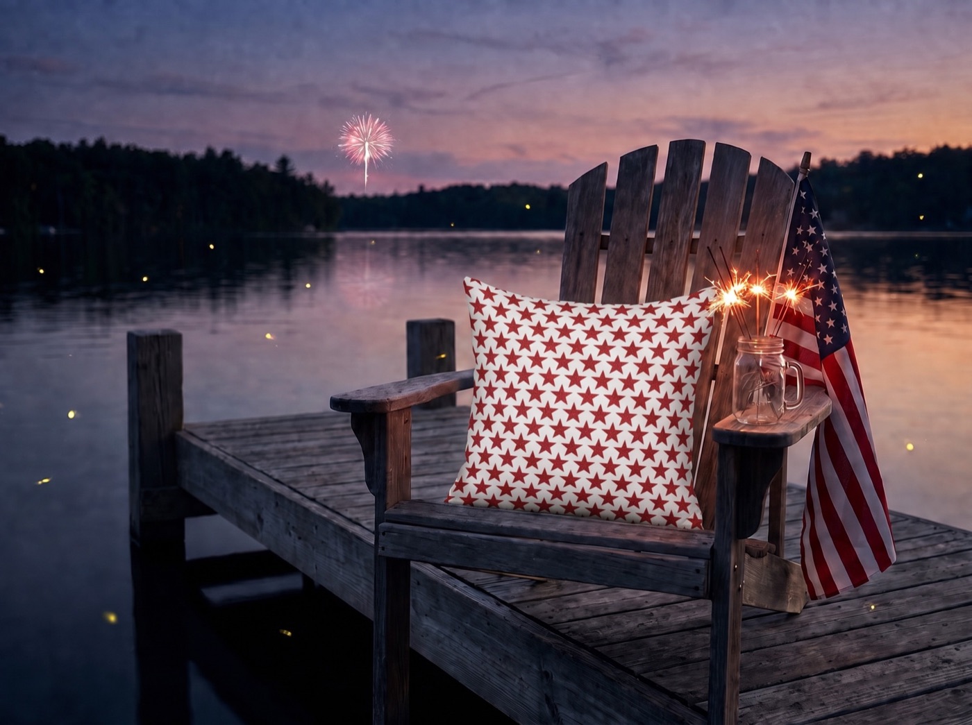 Star-Spangled Sparkle Square Throw Pillow — Square Throw Pillow