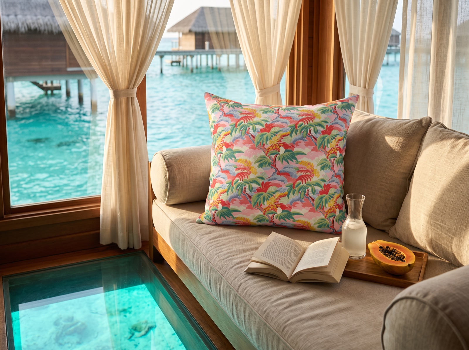 Tropical Breeze Square Throw Pillow - Spun Polyester - Double-Sided Print - Concealed Zipper - Available in 4 sizes.