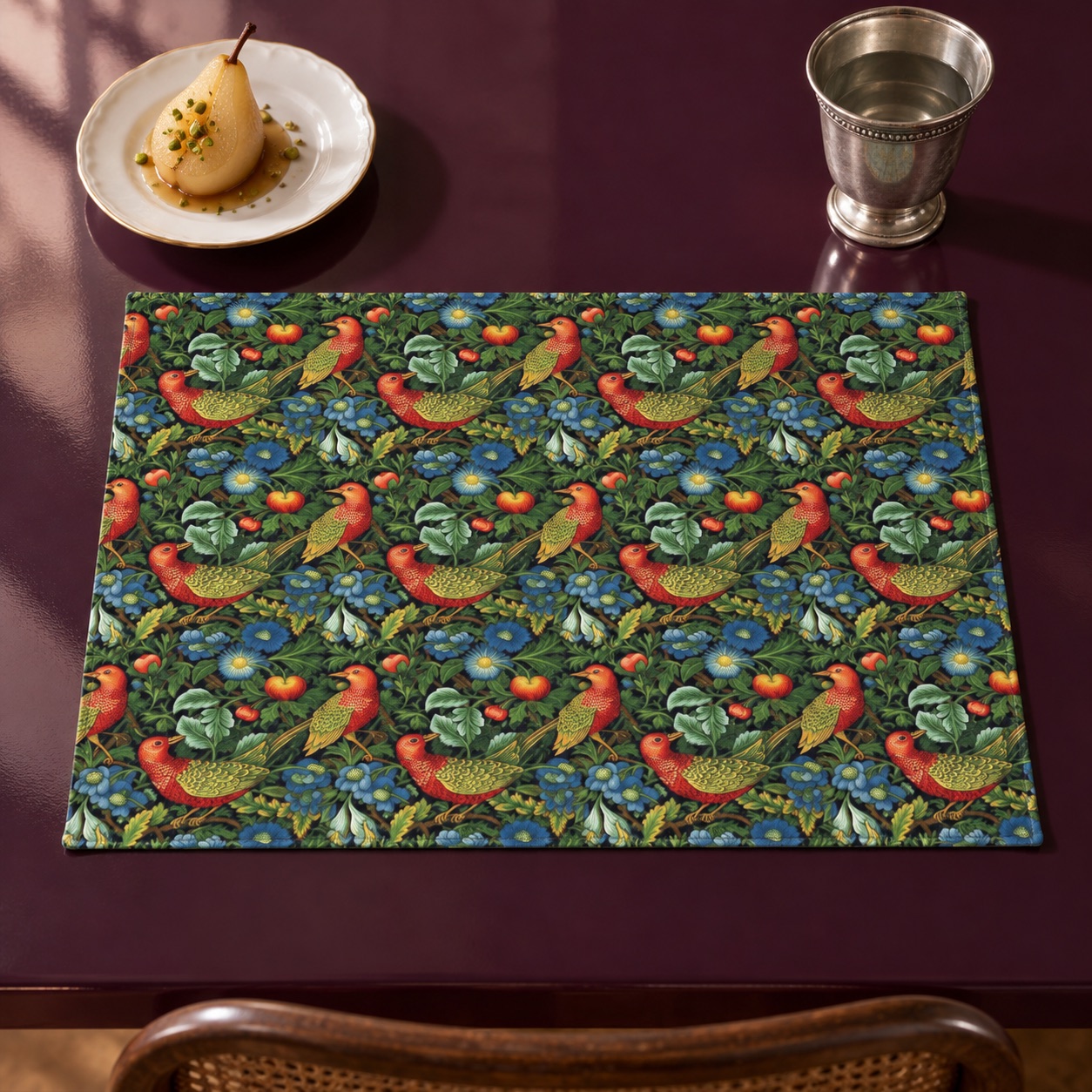 Golden Winged Bird Tapestry Placemat - 18" x 14".