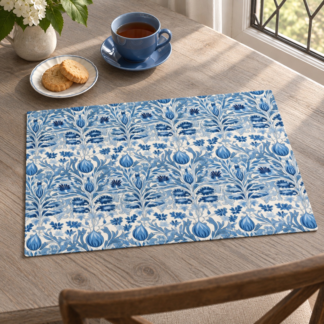 Dutch Blue Tulip Placemat - 18" x 14".