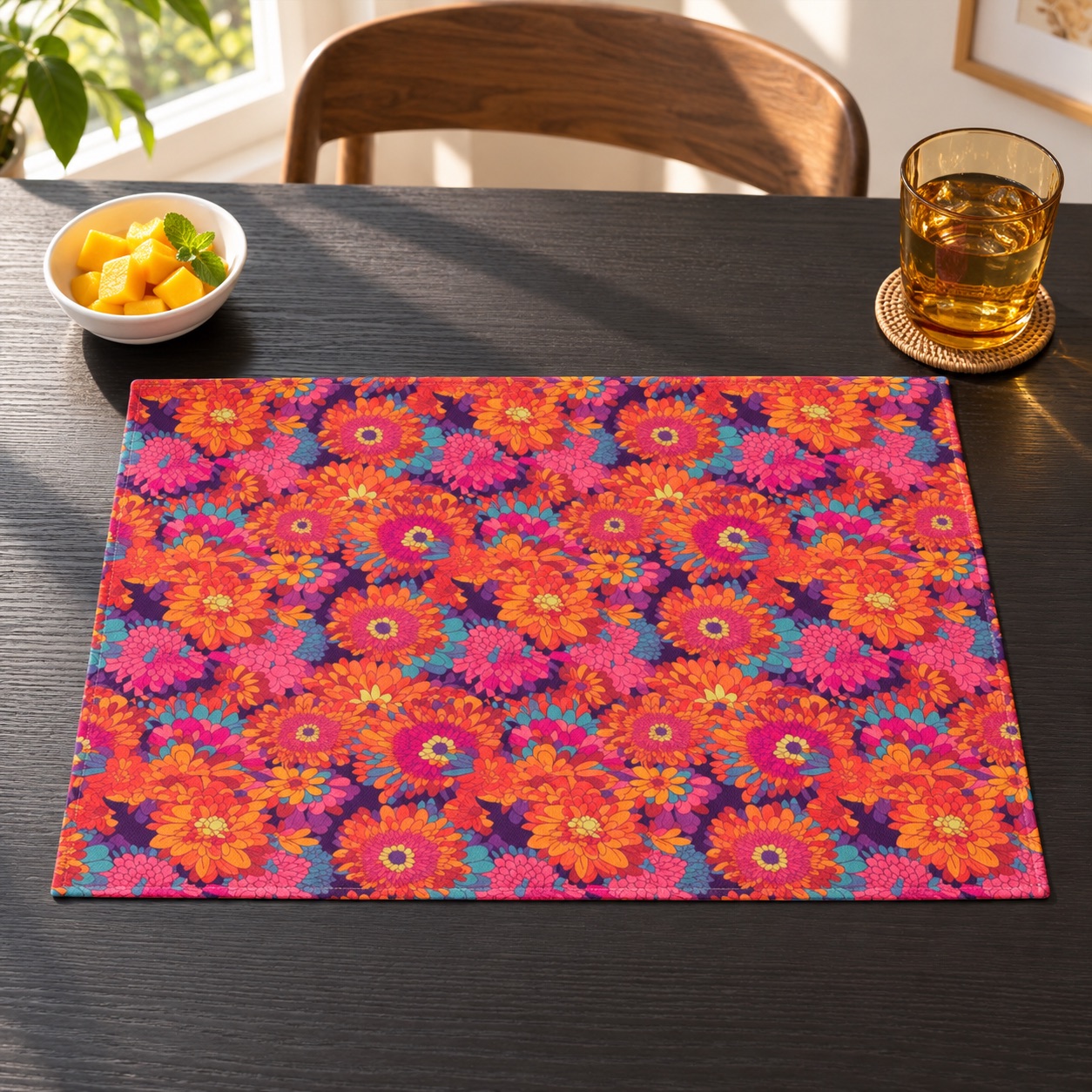 On Fire Flower Power Placemat - 18" x 14".