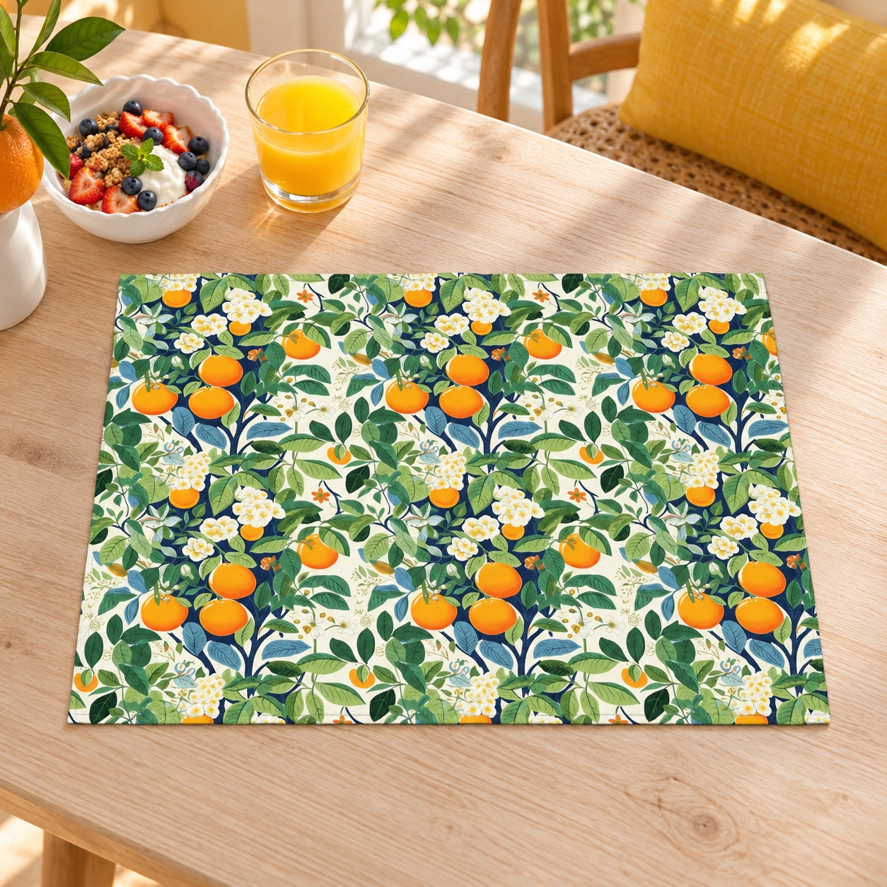 Happy Oranges & Blossoms Placemat - 18" x 14".