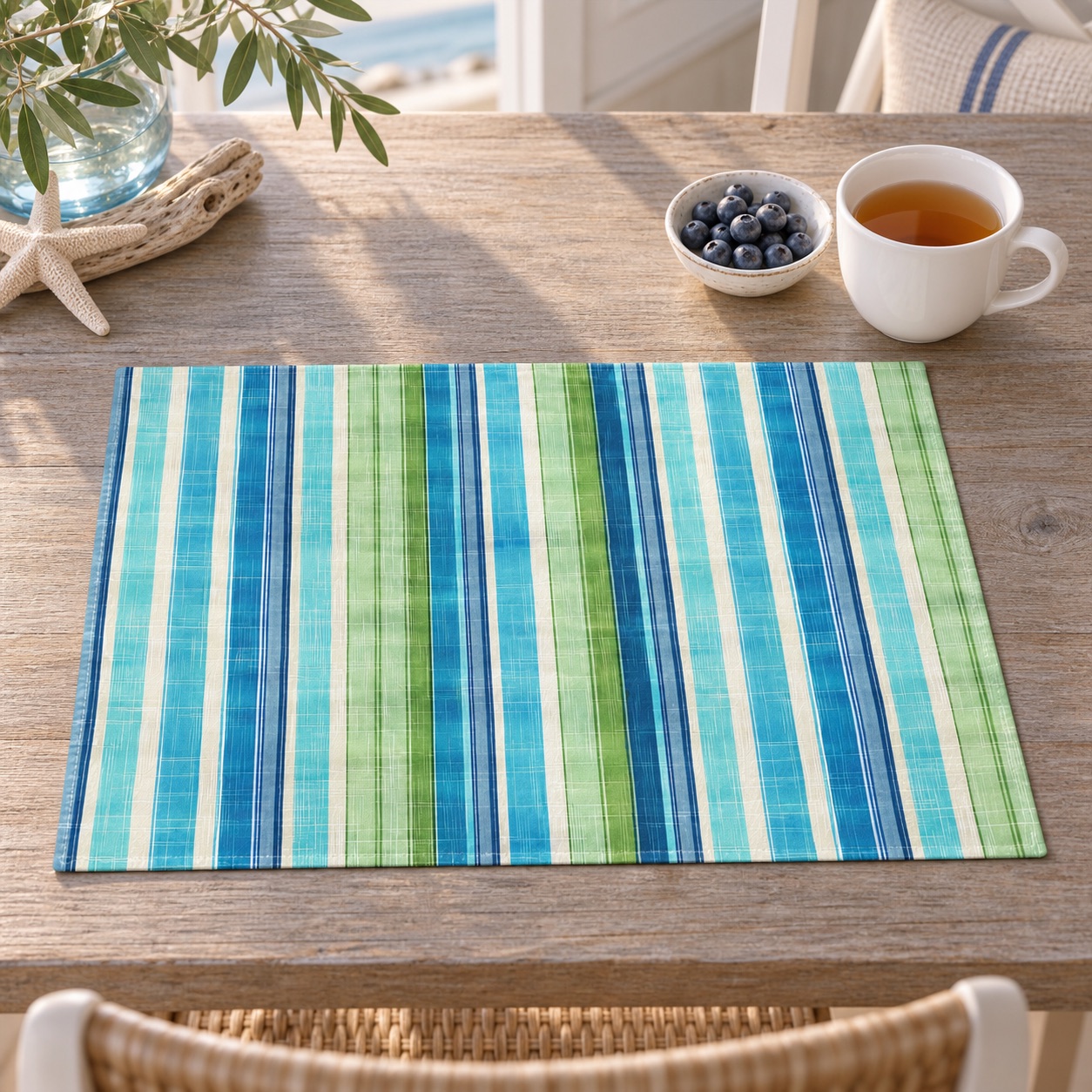 Ocean Whisper Stripes Placemat - 18" x 14".
