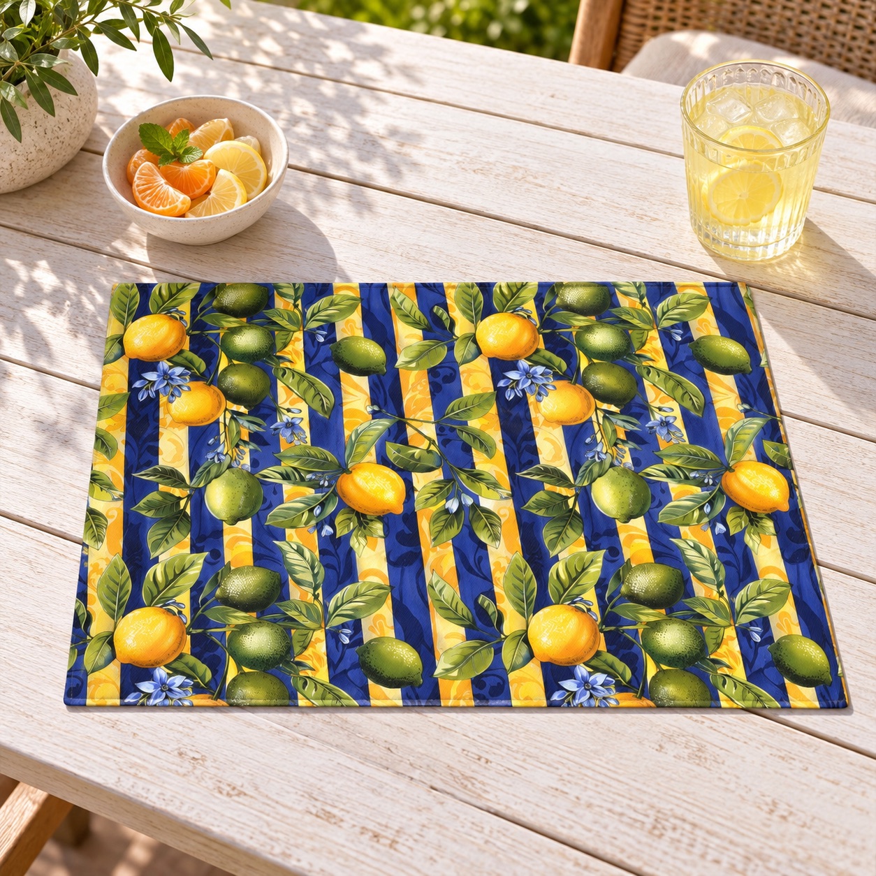 Sunlit Citrus Escape Placemat - Brighten Your Table with a Splash of Citrus Charm! Cotton Twill - 18" x 14"