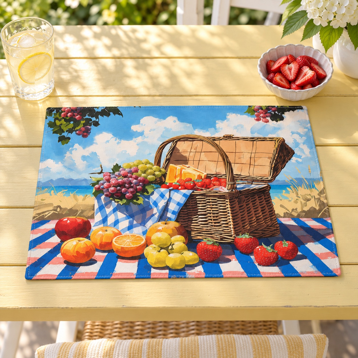 Picnic Perfection Placemat - Bring the Joy of a Perfect Picnic to Your Table! Cotton Twill - 18" x 14"