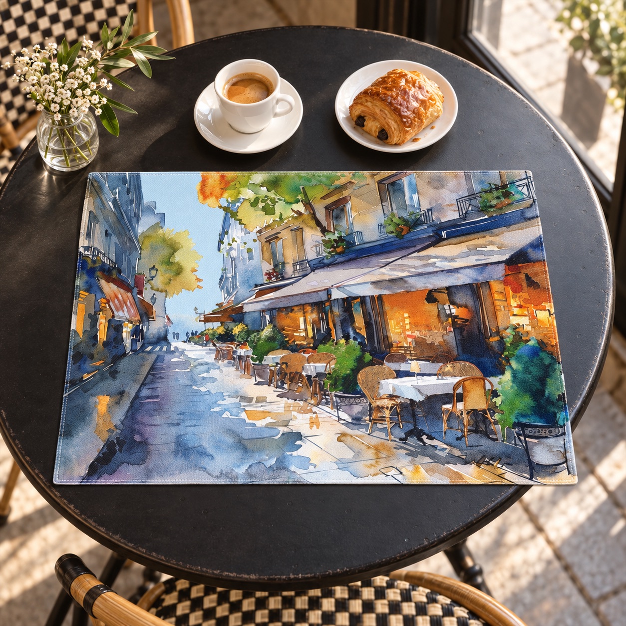 Parisian Bistro Bliss Placemat - Dine in the Heart of Paris – Right at Your Table! - Cotton Twill - 18" x 14"