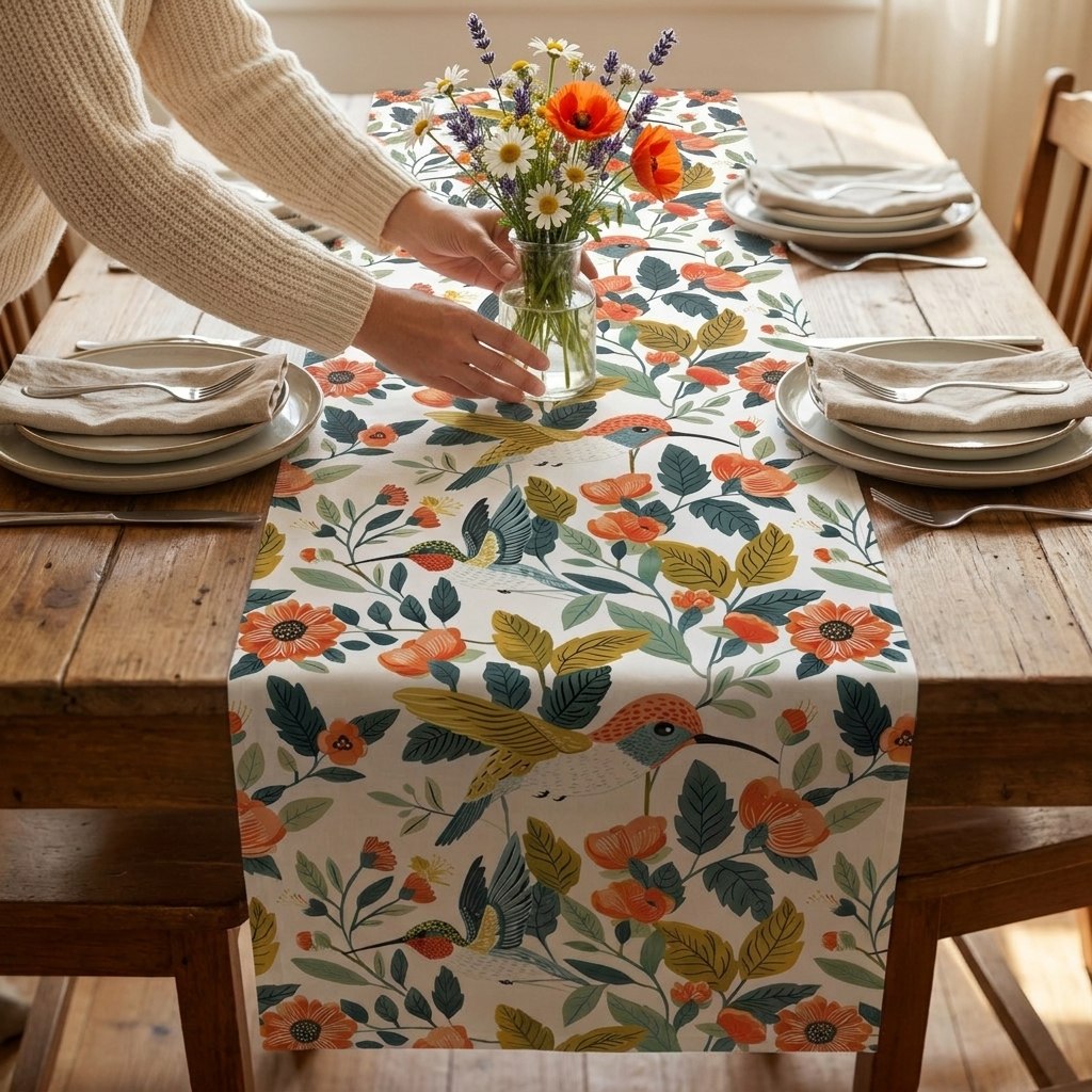 Hummingbird Harmony table runner