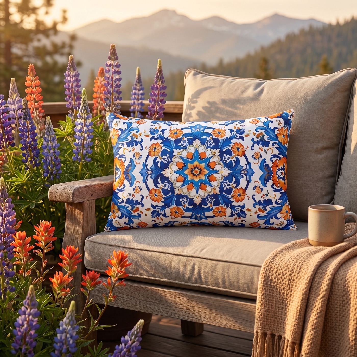 Sierra Blossom Outdoor Lumbar Pillow - Spun Polyester - Double-Sided P