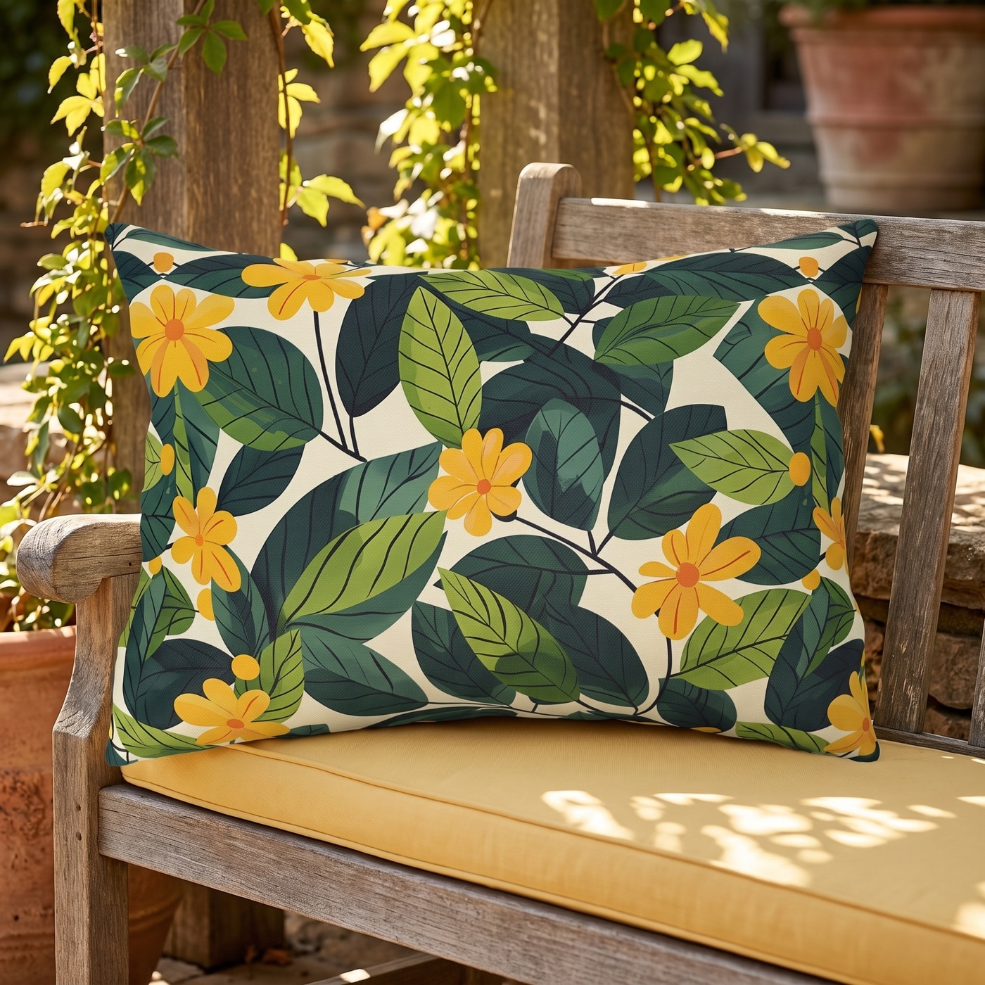 Sunshine Vines Outdoor Lumbar Pillow - Spun Polyester - Double-Sided P